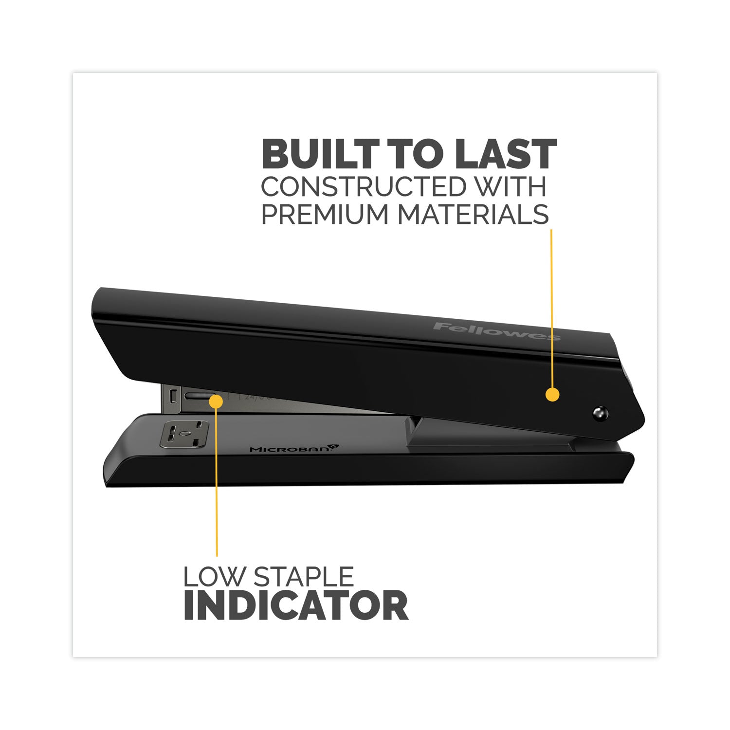 Fellowes® LX820 Classic Full Strip Stapler with Antimicrobial Protection, 20-Sheet Capacity, Black