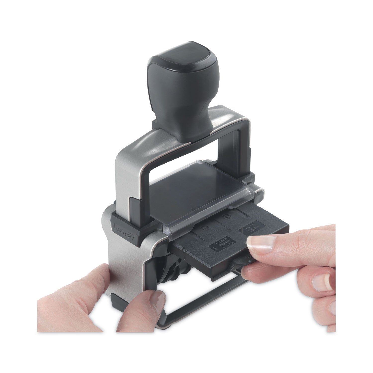 Trodat® Professional 12-Message Date Stamp, Self-Inking, 2.25 X 0.38, Black