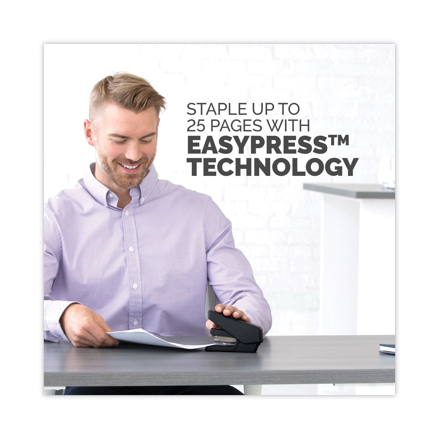 Fellowes® LX840 EasyPress Half Strip Stapler with Antimicrobial Protection, 25-Sheet Capacity, Black - Bloom Skins