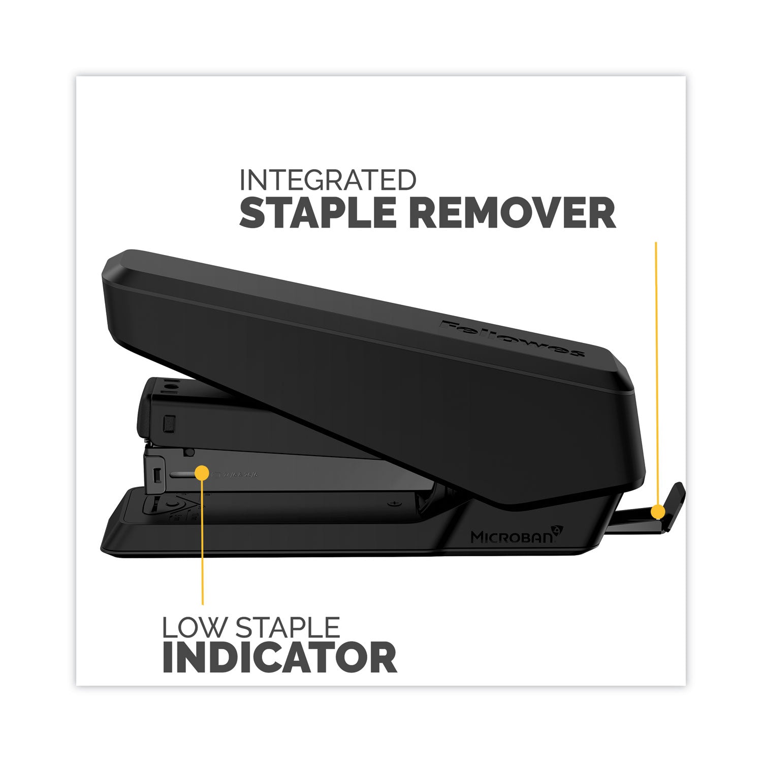 Fellowes® LX850 EasyPress Full Strip Stapler with Antimicrobial Protection, 25-Sheet Capacity, Black