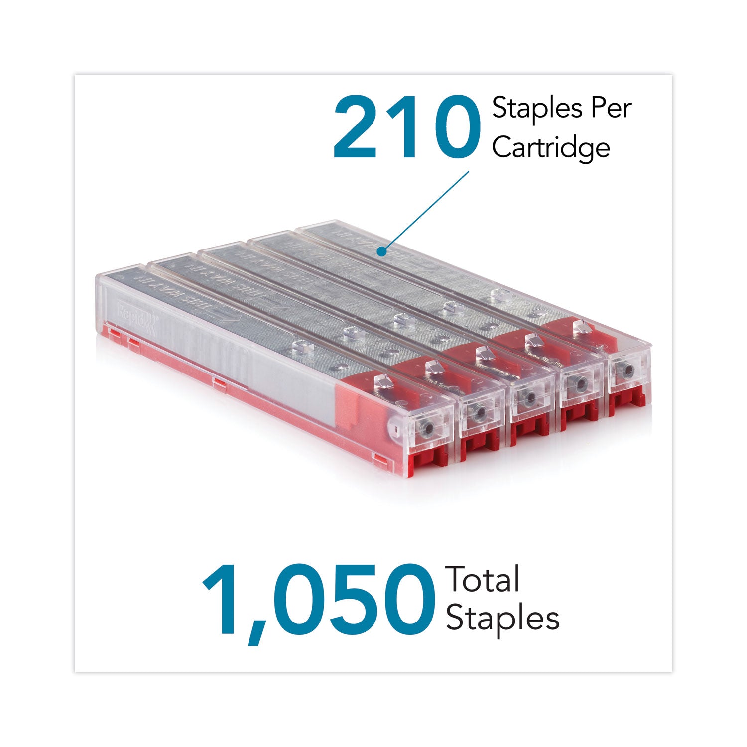Rapid® Staple Cartridge, 0.47" Leg, 0.5" Crown, Steel, 210/cartridge, 5 Cartridges/pack, 1,050/pack