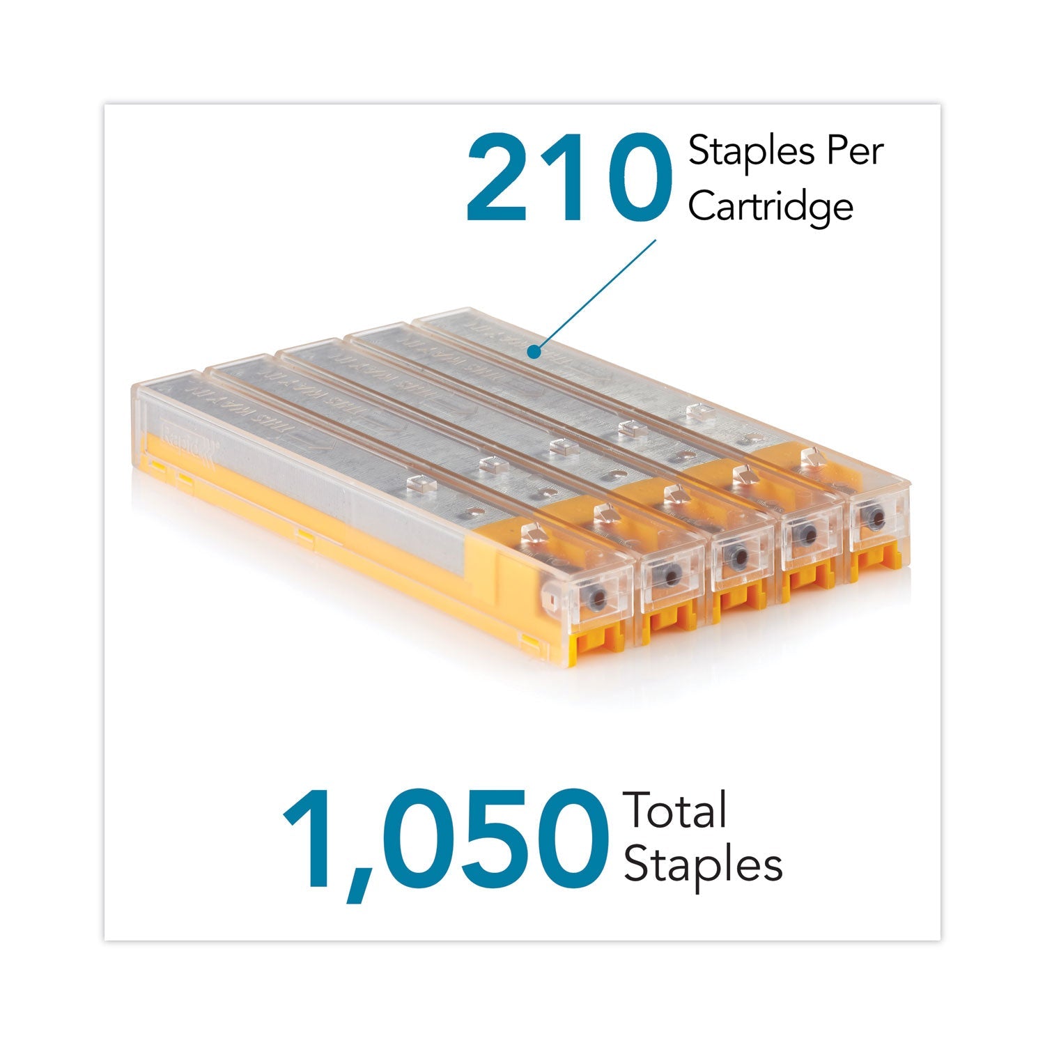 Rapid® Staple Cartridge, 0.31" Leg, 0.5" Crown, Steel, 210/cartridge, 5 Cartridges/pack, 1,050/pack