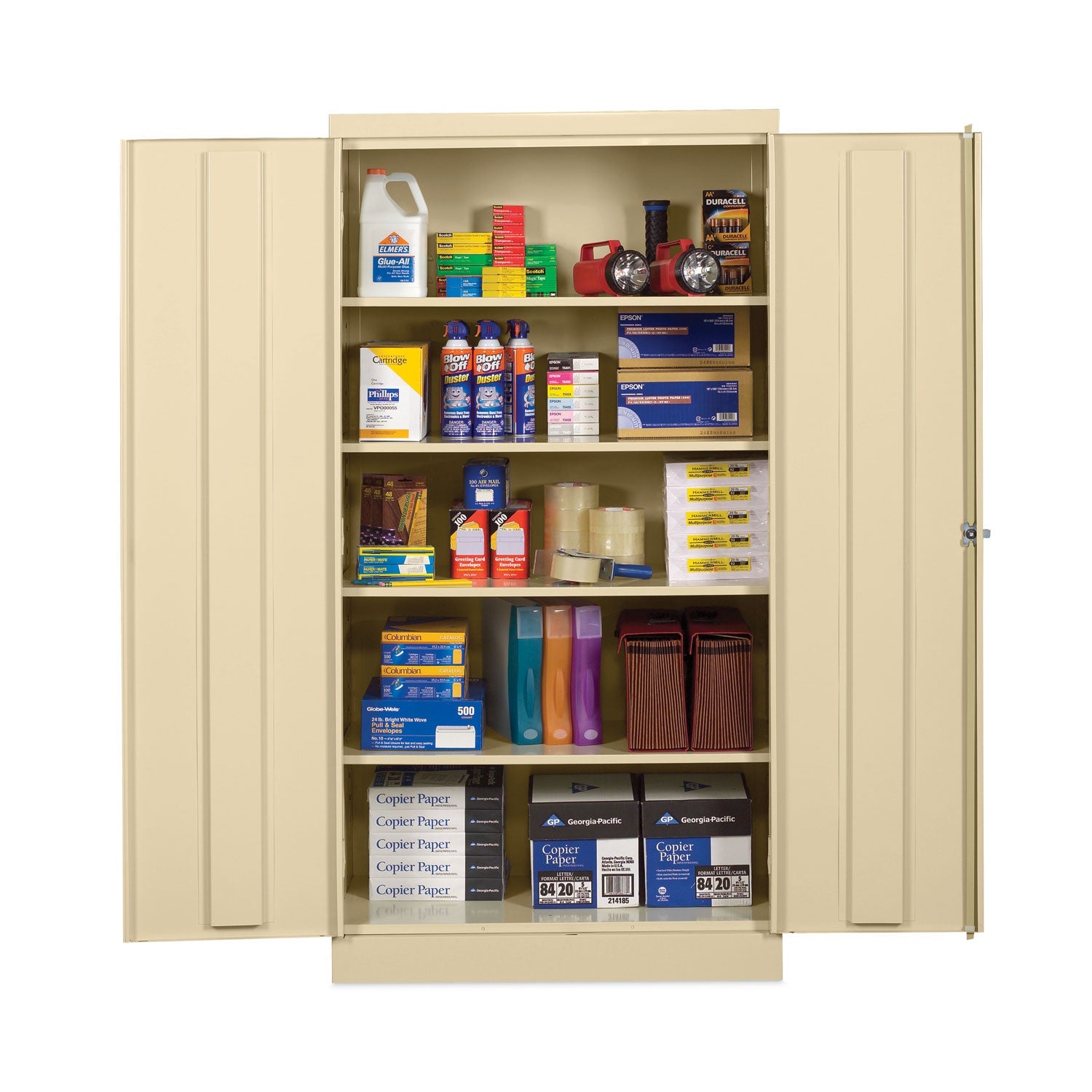 Alera® Assembled 72" High Heavy-Duty Welded Storage Cabinet, Four Adjustable Shelves, 36w X 18d, Putty