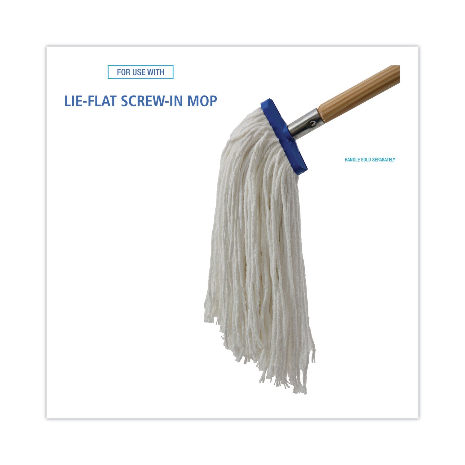 Boardwalk® Cut-End Lie-Flat Mop Head, Rayon, 16oz, White, 12/carton