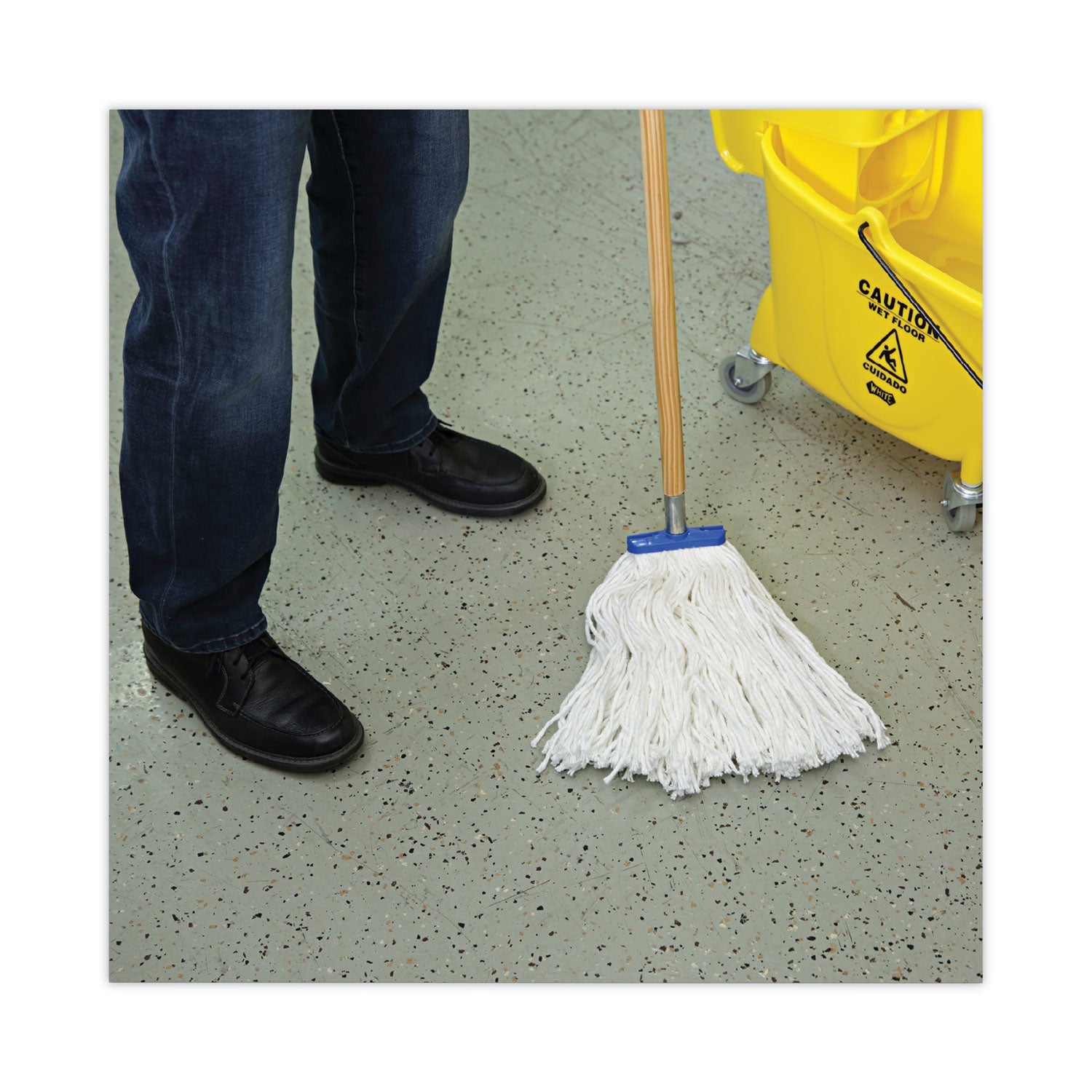 Boardwalk® Cut-End Lie-Flat Mop Head, Rayon, 16oz, White, 12/carton