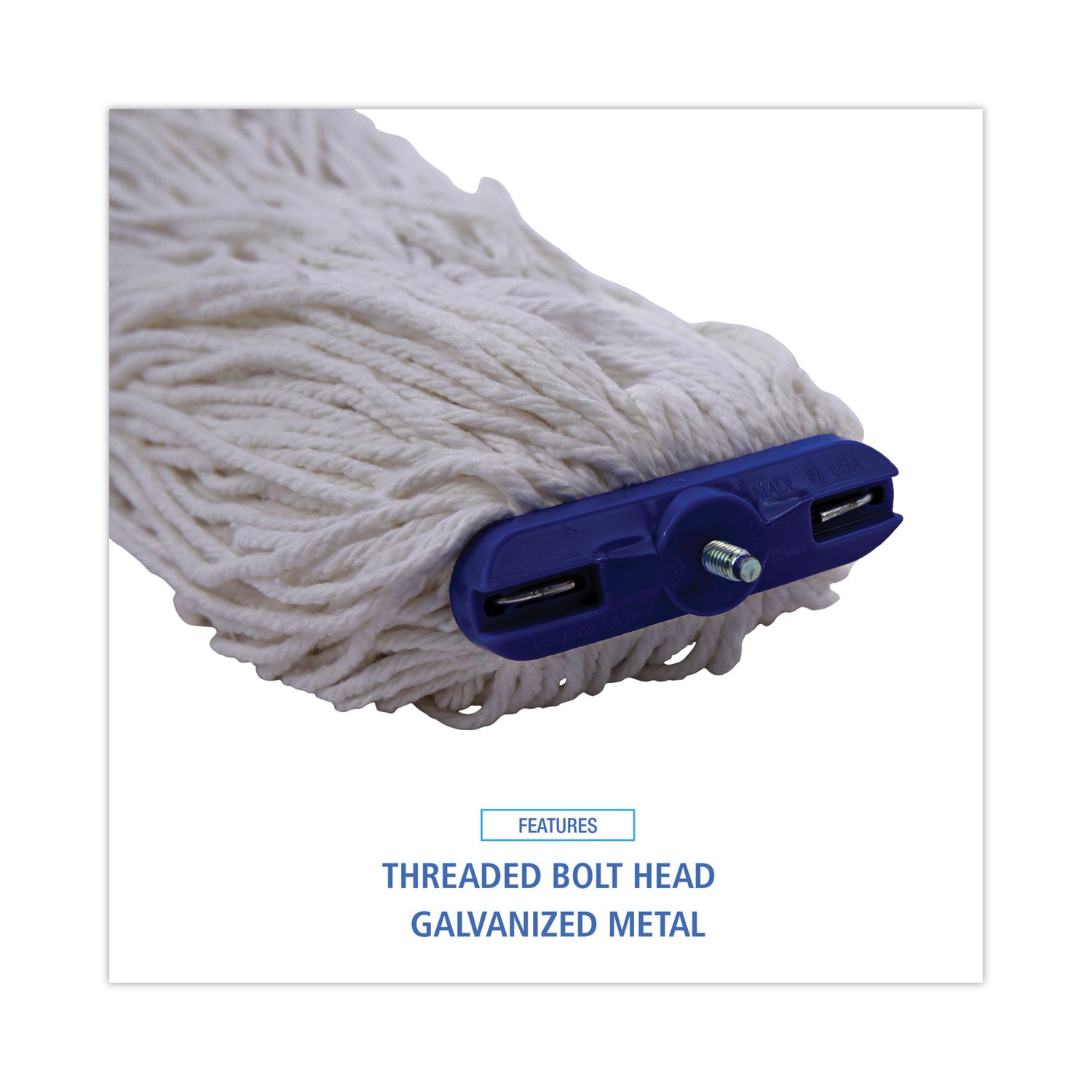 Boardwalk® Cut-End Lie-Flat Mop Head, Rayon, 16oz, White, 12/carton