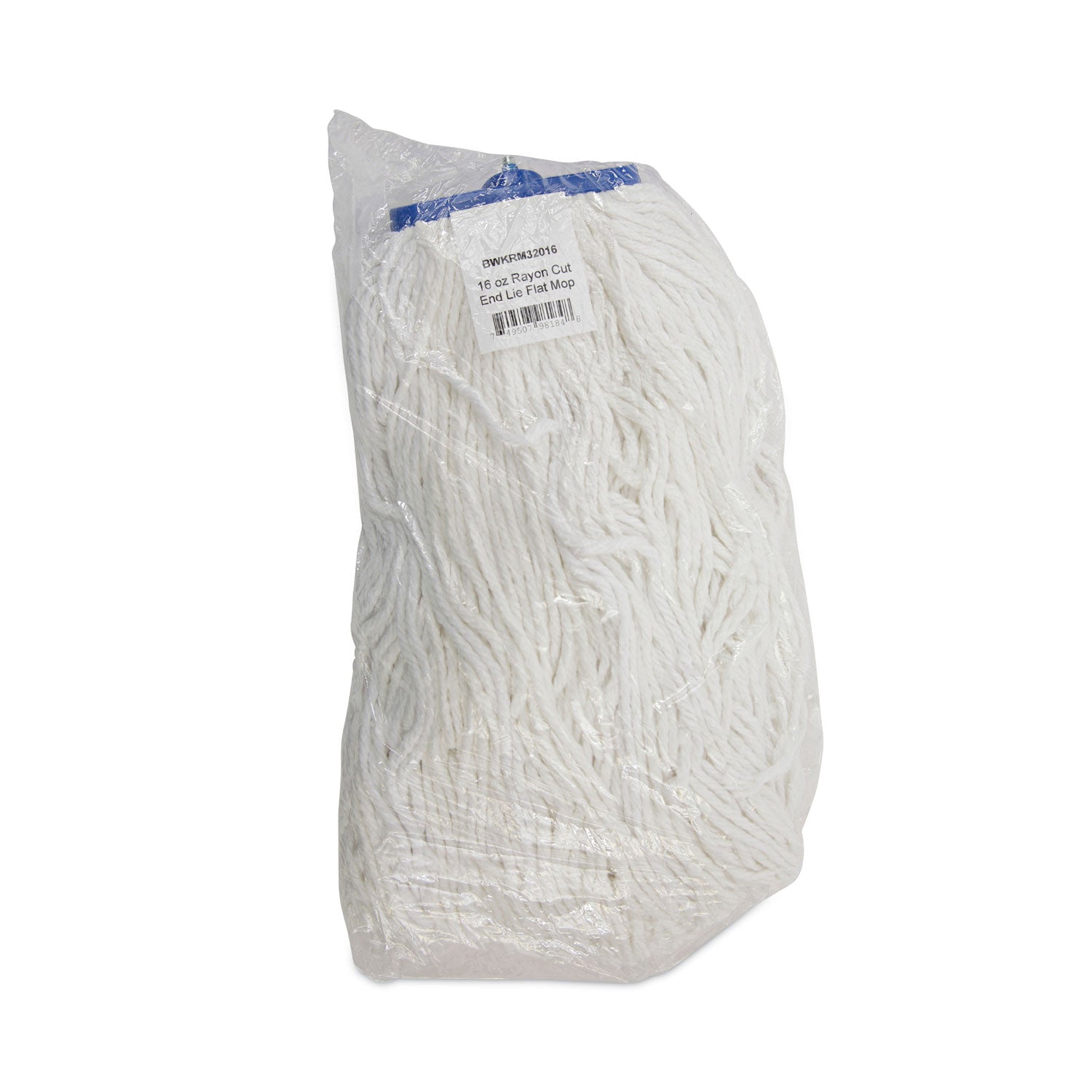 Boardwalk® Cut-End Lie-Flat Mop Head, Rayon, 16oz, White, 12/carton