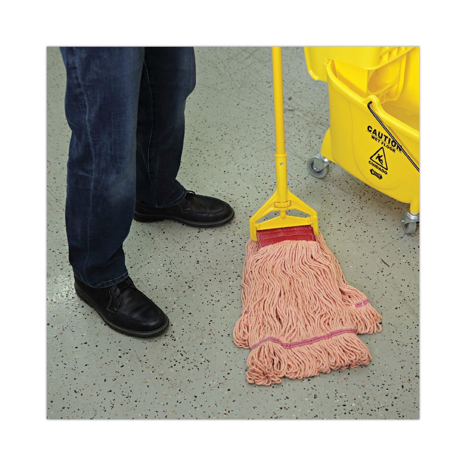 Boardwalk® Super Loop Wet Mop Head, Cotton/synthetic Fiber, 5" Headband, Large Size, Orange, 12/carton