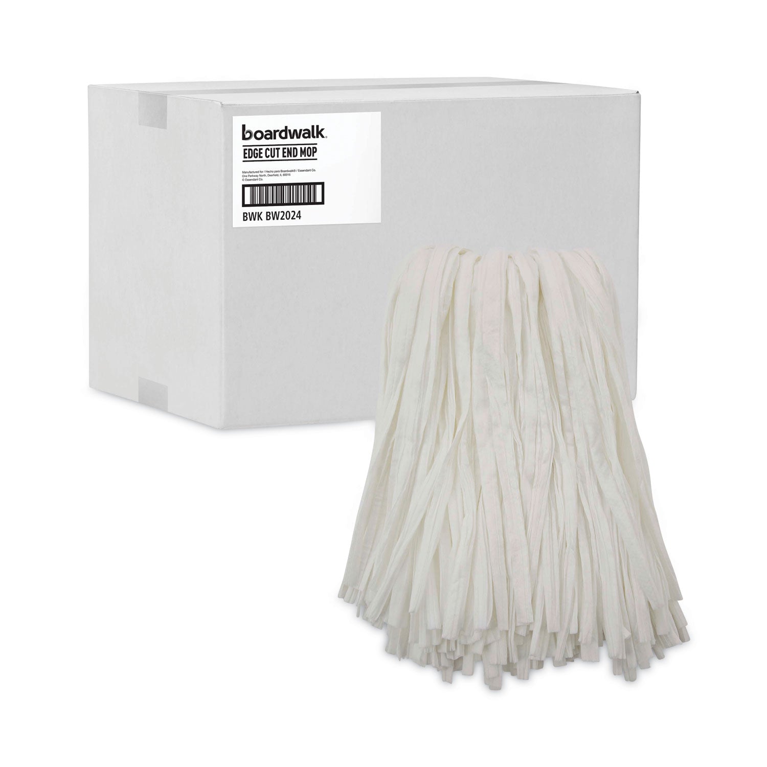 Boardwalk® Nonwoven Cut End Edge Mop, Rayon/polyester, #24, White, 12/carton