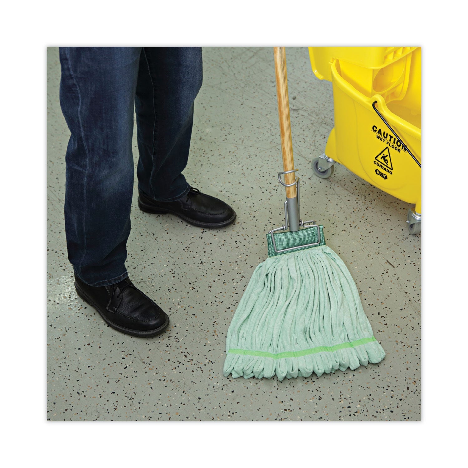 Boardwalk® Microfiber Looped-End Wet Mop Head, Large, Green, 12/carton
