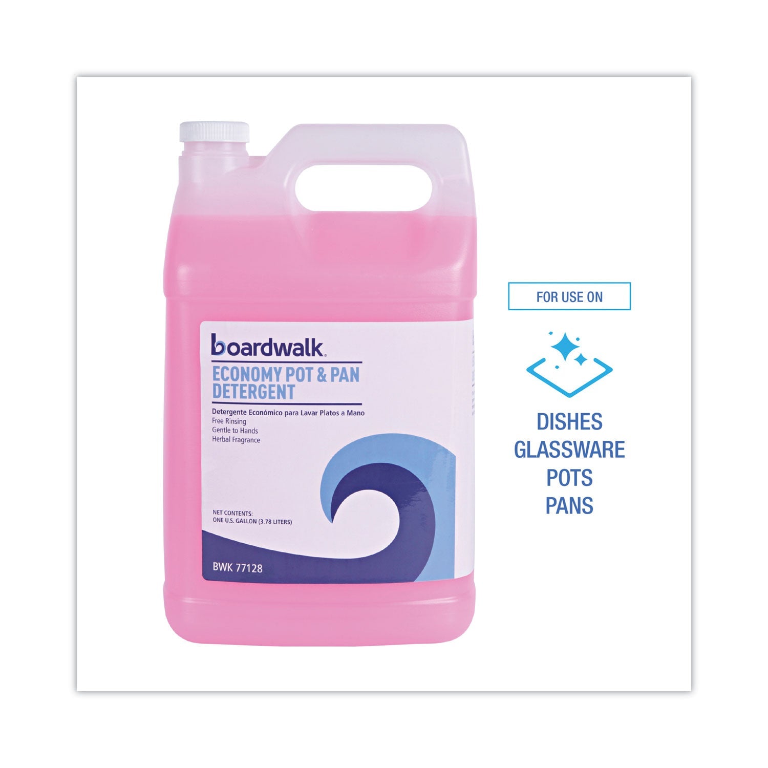 Boardwalk® Industrial Strength Pot and Pan Hand Dishwashing Detergent, Herbal Scent, 1 gal Bottle
