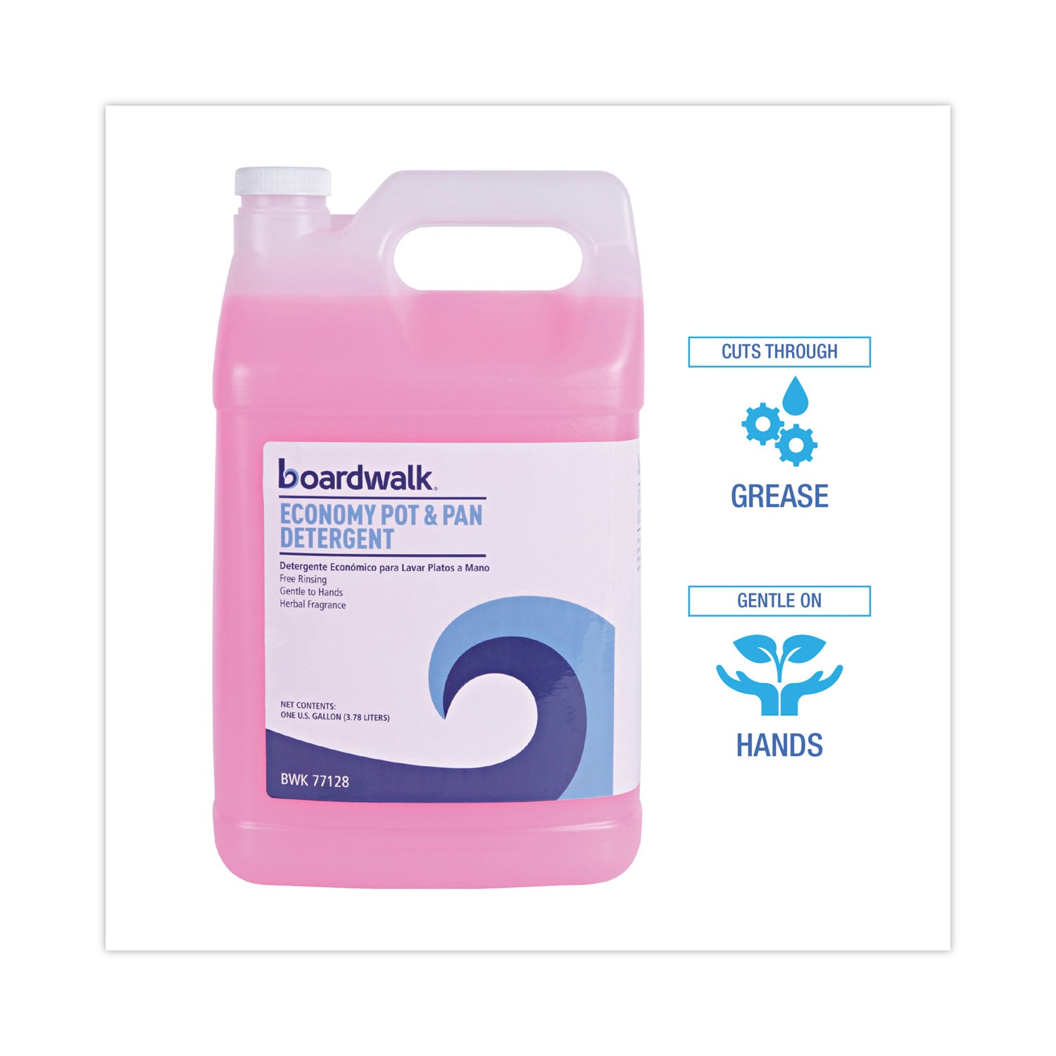 Boardwalk® Industrial Strength Pot and Pan Hand Dishwashing Detergent, Herbal Scent, 1 gal Bottle
