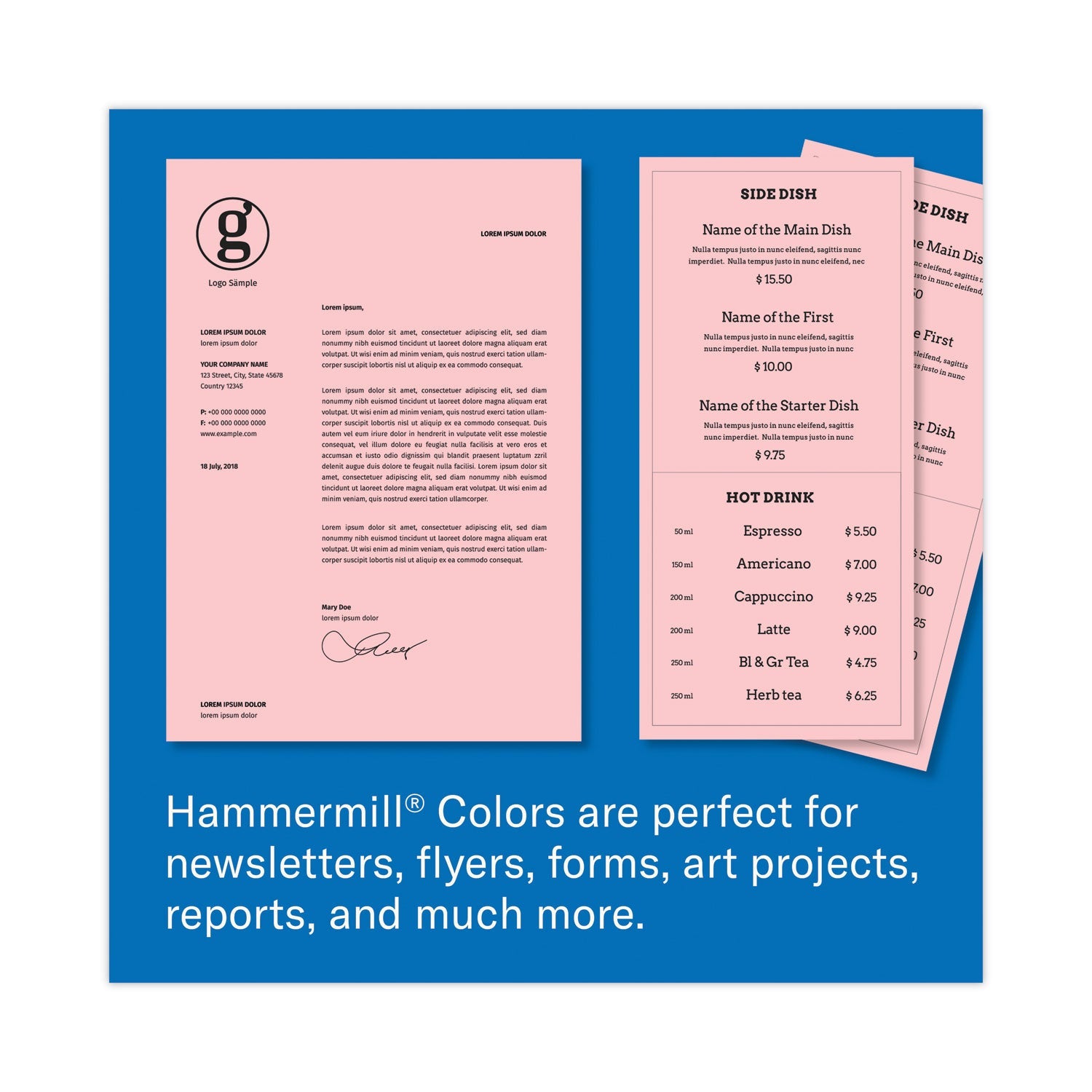 Hammermill® Colors Print Paper, 20 lb Bond Weight, 8.5 x 11, Pink, 500/Ream