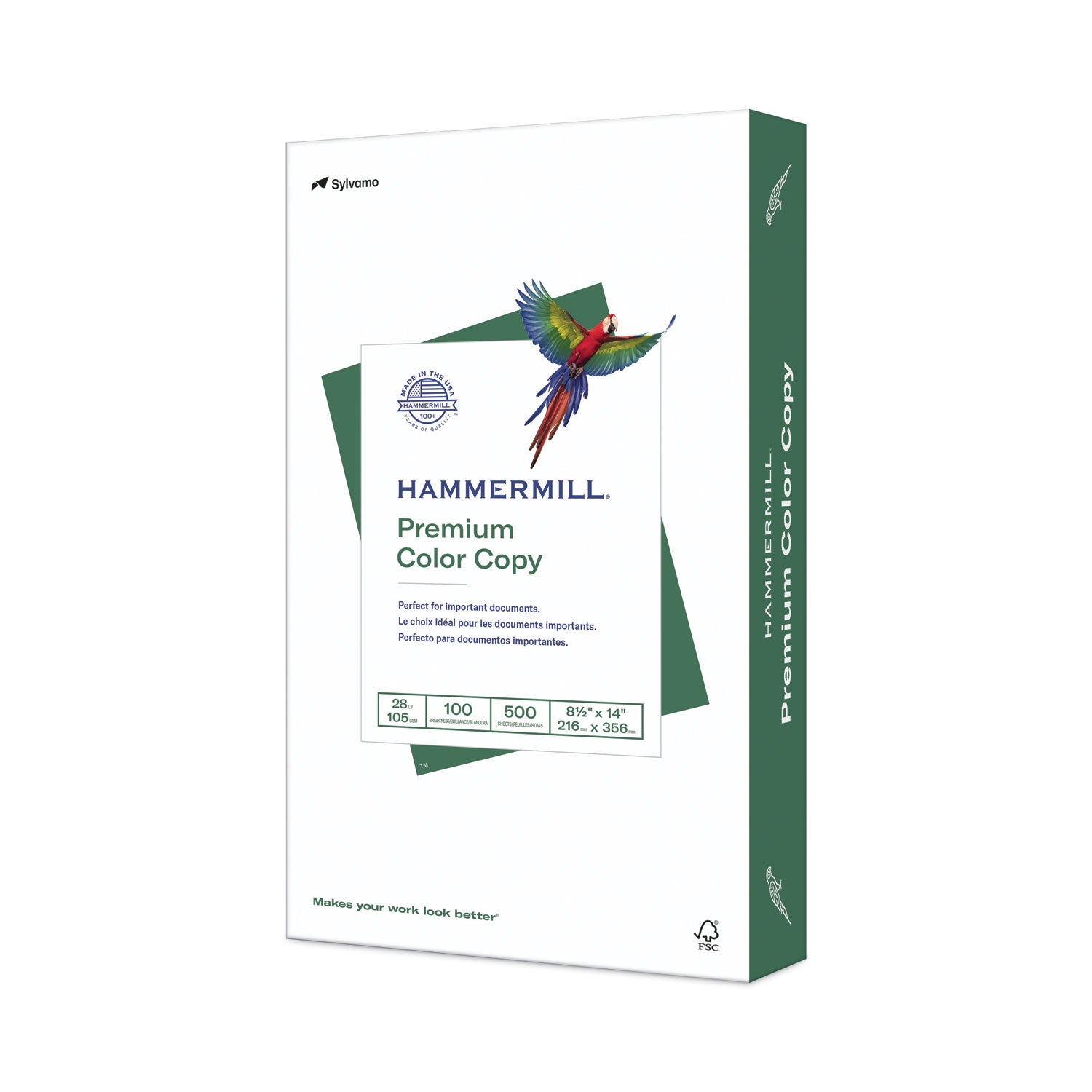 Hammermill® Premium Color Copy Print Paper, 100 Bright, 28 lb Bond Weight, 8.5 x 14, Photo White, 500/Ream