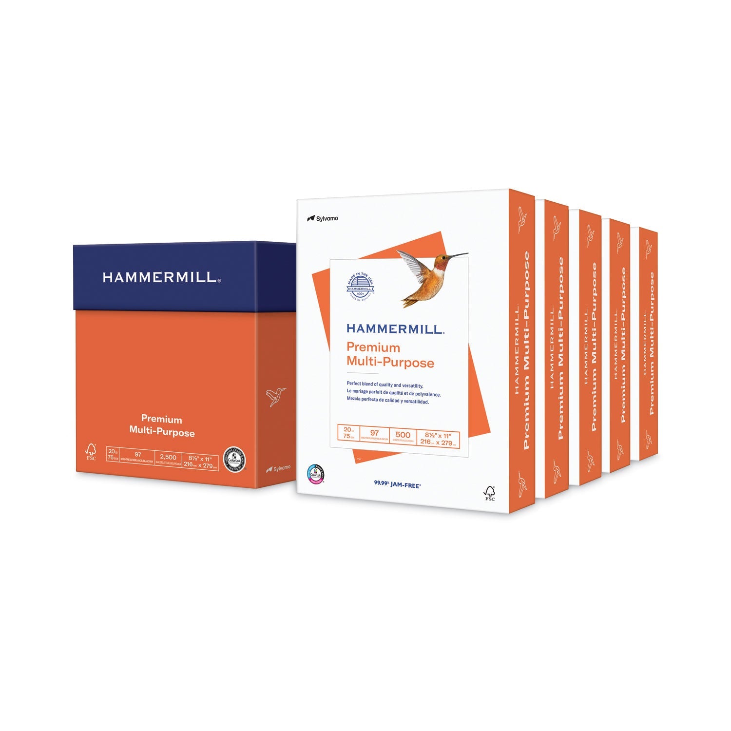 Hammermill® Premium Multipurpose Print Paper, 97 Bright, 20 lb, 8.5 x 11, White, 500 Sheets/Ream, 5 Reams/Carton, 80 Cartons/Pallet