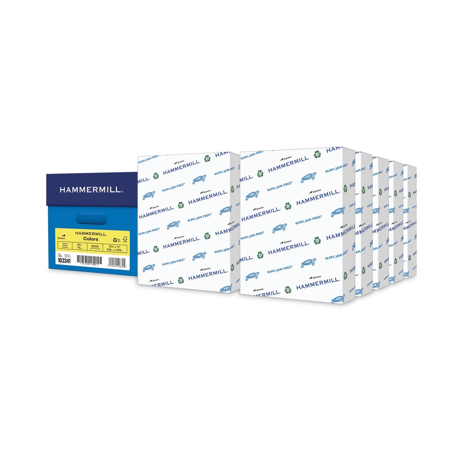 Hammermill® Colors Print Paper, 20 lb Bond Weight, 8.5 x 11, Canary, 500 Sheets/Ream, 10 Reams/Carton