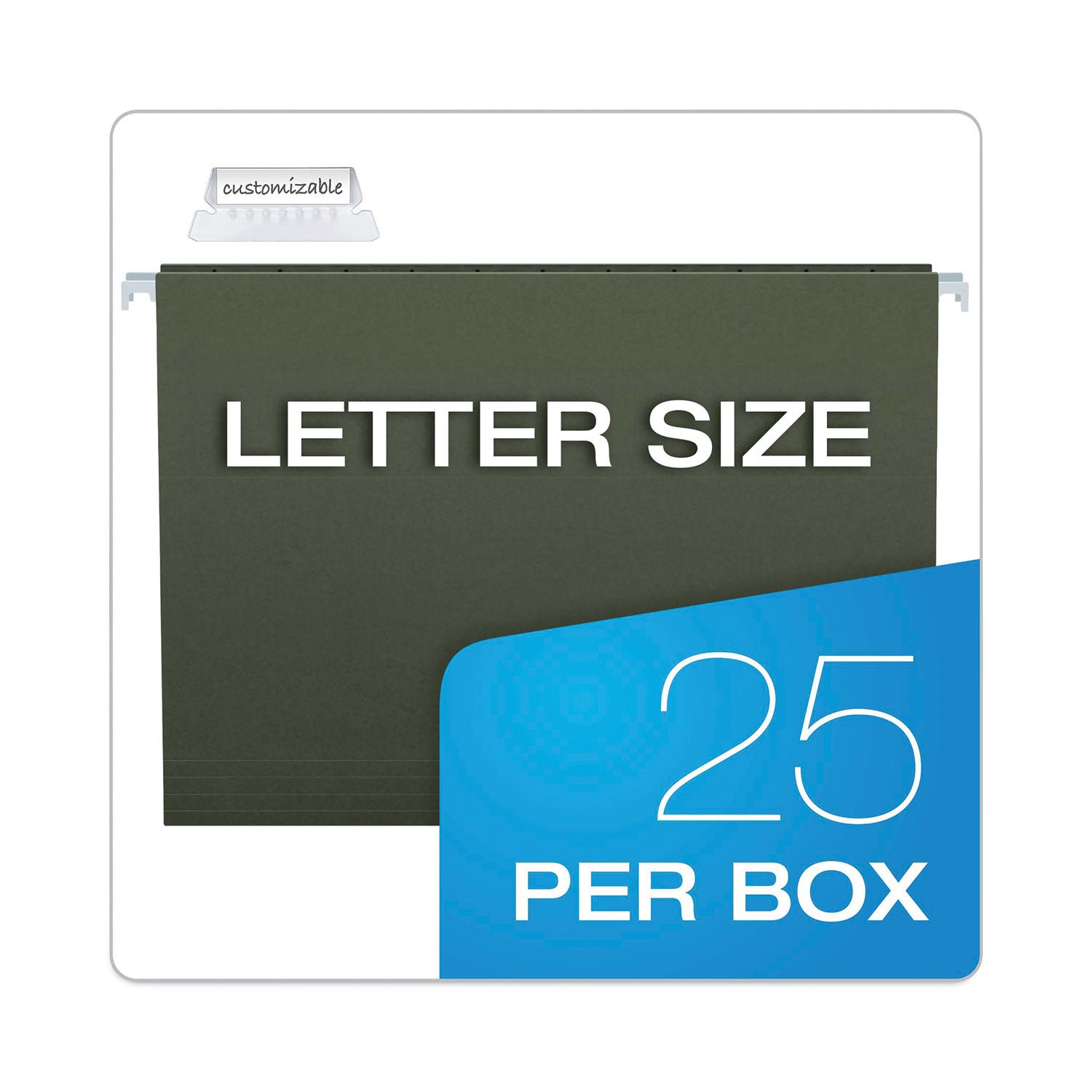 Pendaflex® Hanging File Folder Combo Kit, Letter Size, (25) 1/5-Cut Standard Green Hanging Folders, (50) 1/3-Cut Manila File Folders