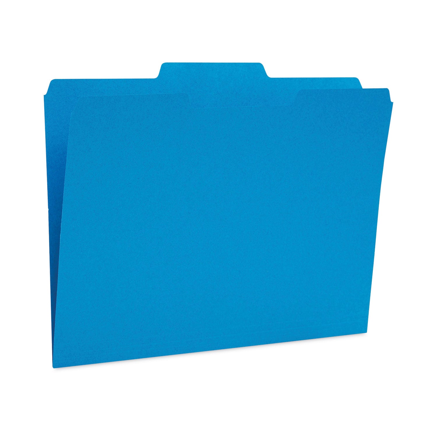 TRU RED™ Reinforced Top Tab File Folders, 1/3-Cut Tabs: Assorted, Letter Size, 10.5-pt Stock, Blue, 24/Pack