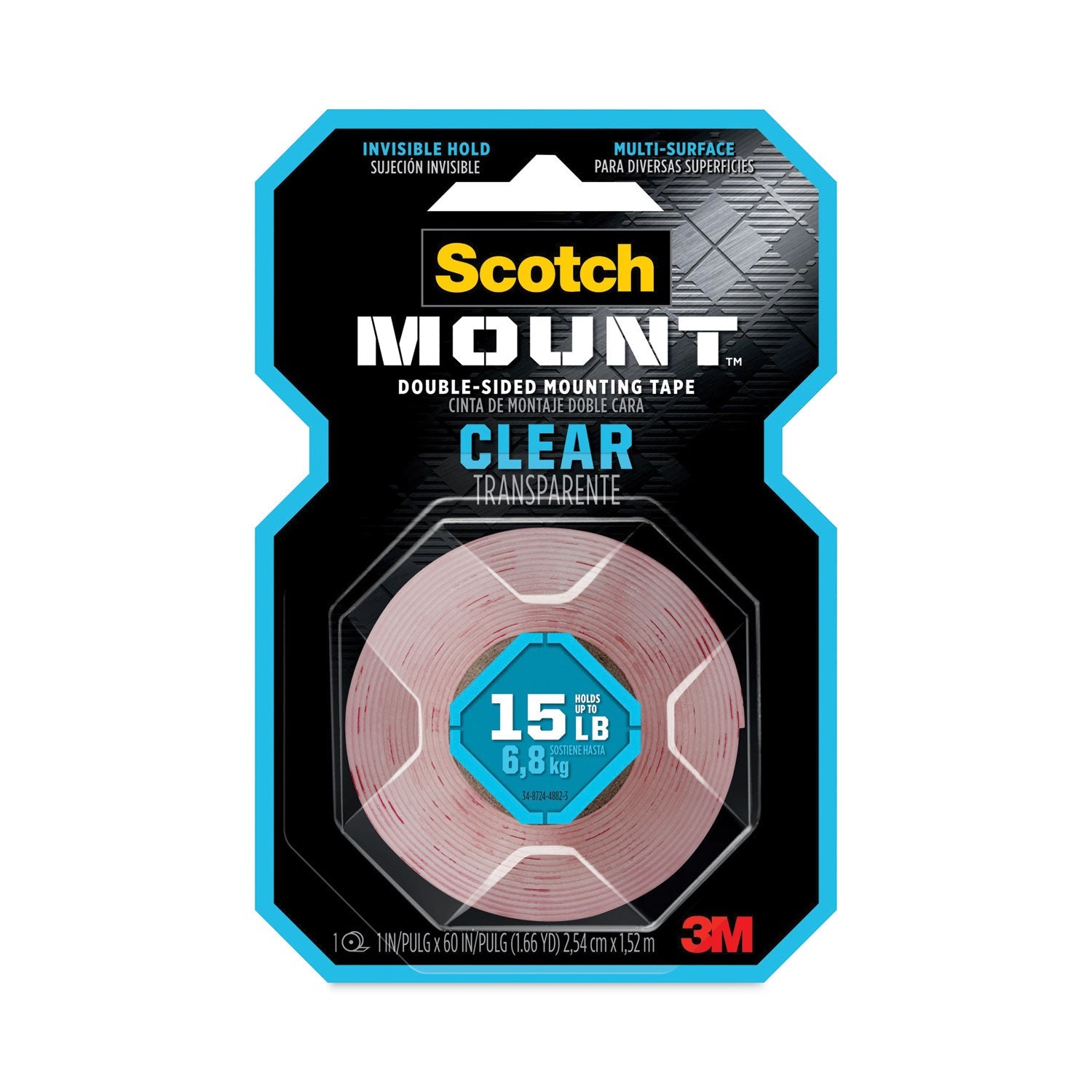 Scotch® Permanent Clear Mounting Tape, Holds Up To 15 Lbs, 1 X 60, Clear