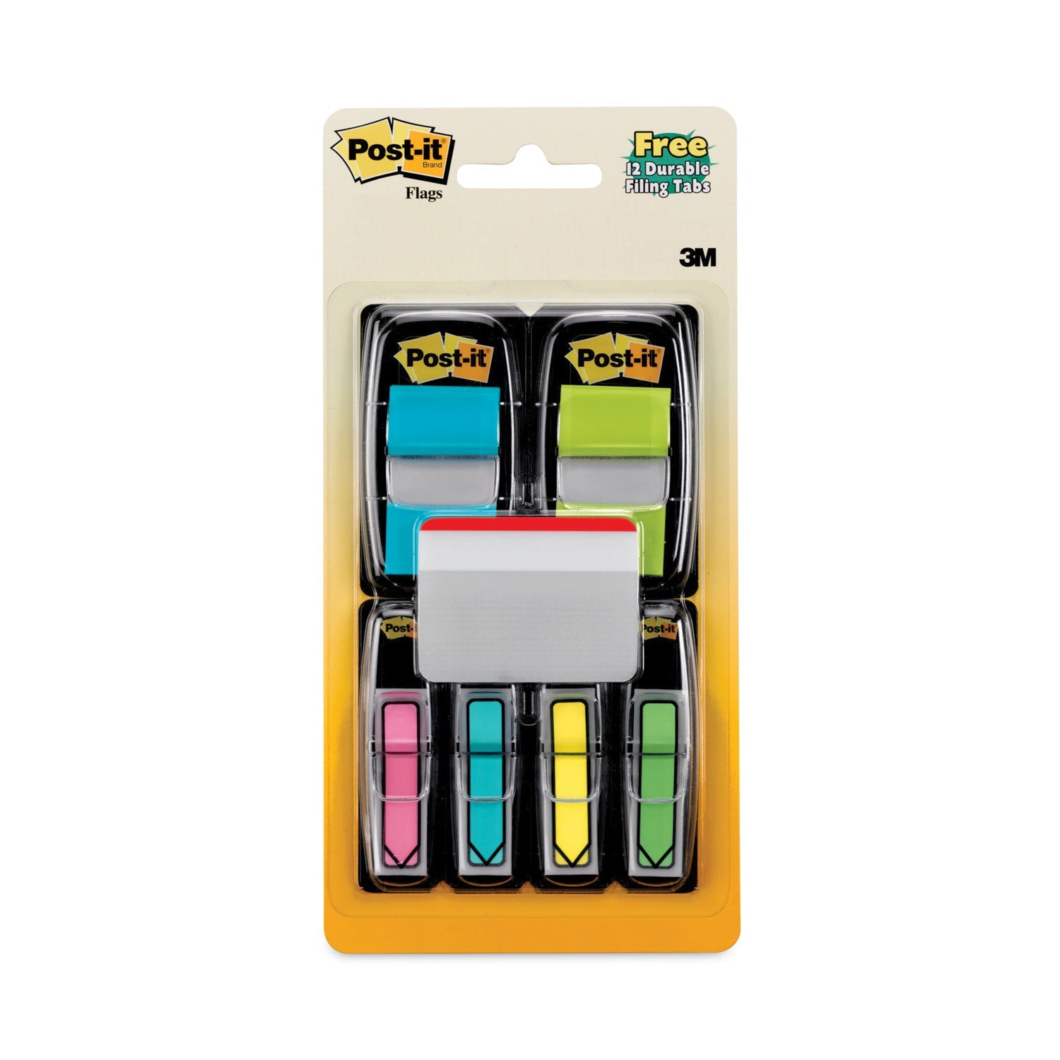 Post-it® Flags Page Flag Value Pack, Assorted, 96 0.5" Arrow, 100 1" Flags, 12 2" Filing Tabs