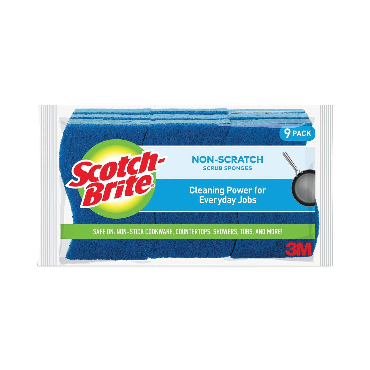 Scotch-Brite® Non-Scratch Multi-Purpose Scrub Sponge, 4.4 X 2.6, 0.8" Thick, Blue, 9/pack