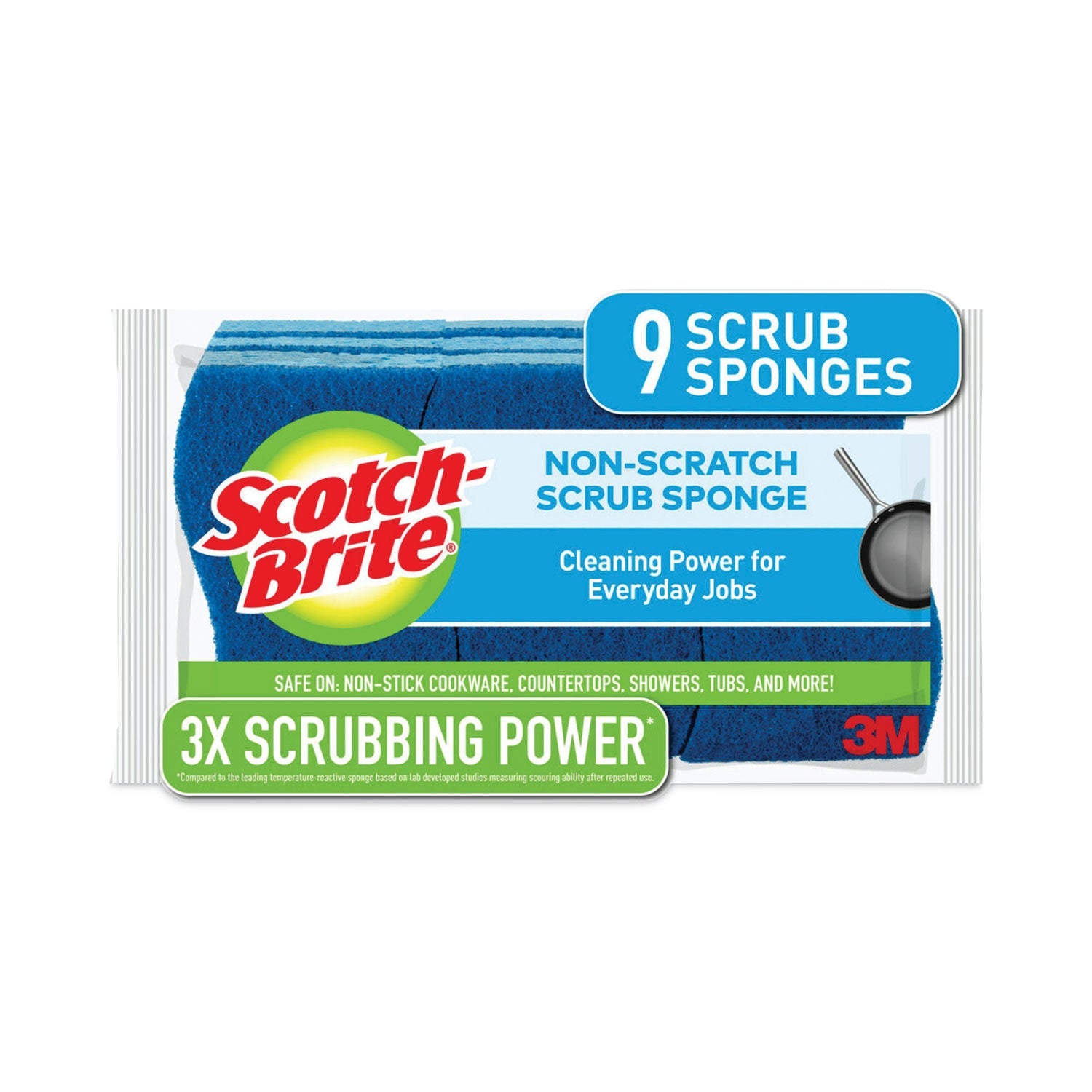 Scotch-Brite® Non-Scratch Multi-Purpose Scrub Sponge, 4.4 X 2.6, 0.8" Thick, Blue, 9/pack