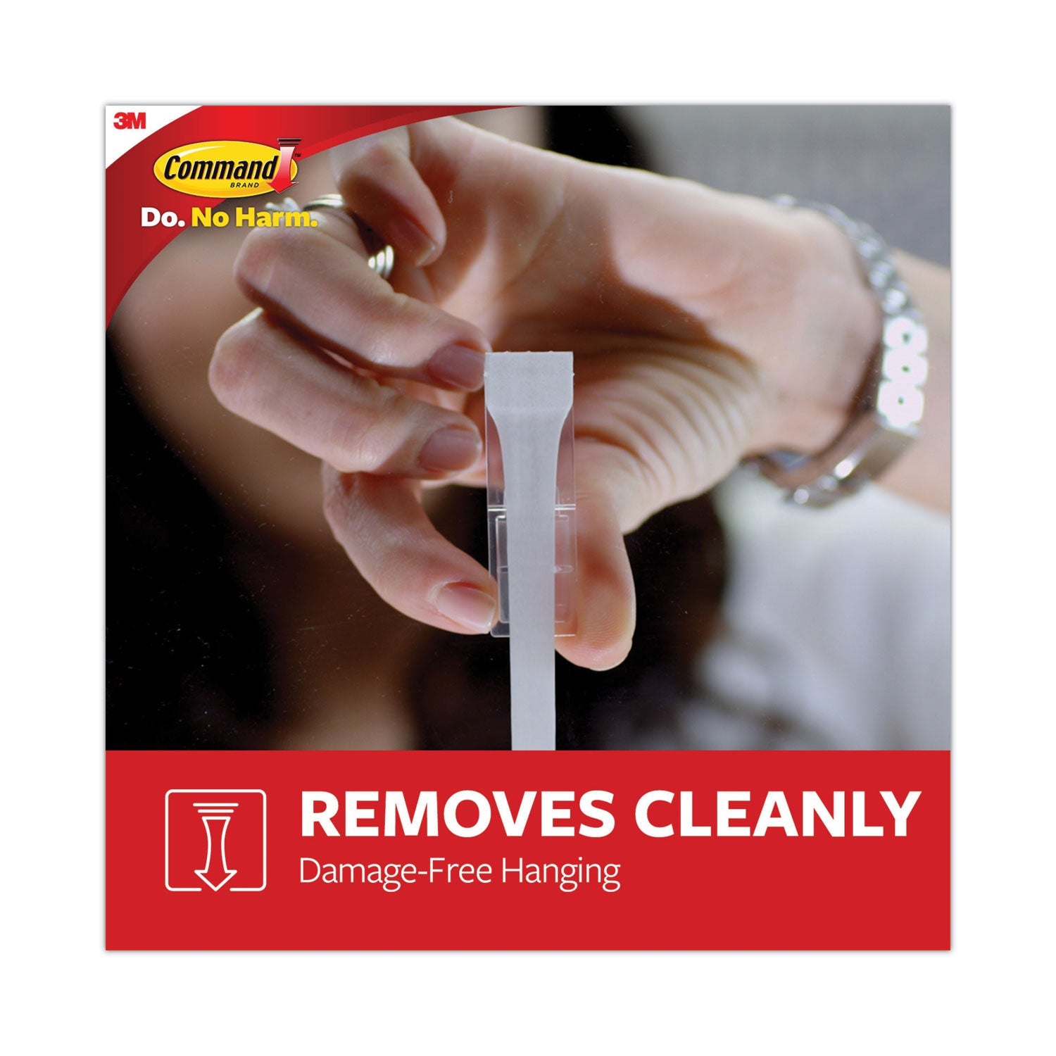 Command™ General Purpose Hooks, Large, Plastic, White, 5 lb Capacity, 1 Hook and 2 Strips/Pack