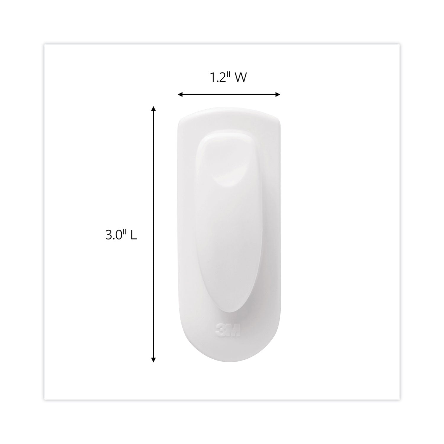Command™ Spring Hook, Plastic, White, 0.25 lb Capacity, 1 Hook and 2 Strips/Pack