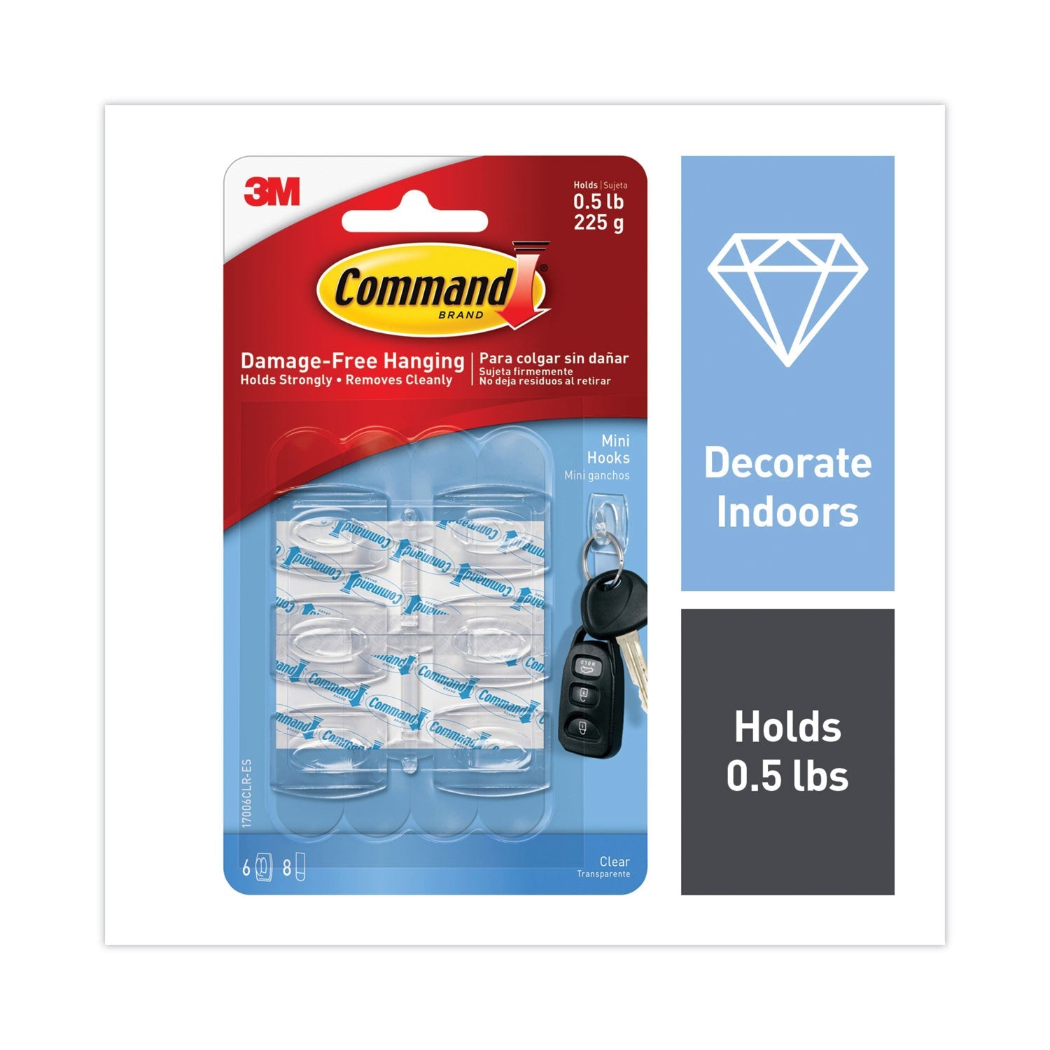 Command Mini Clear Hooks | 6-Pack