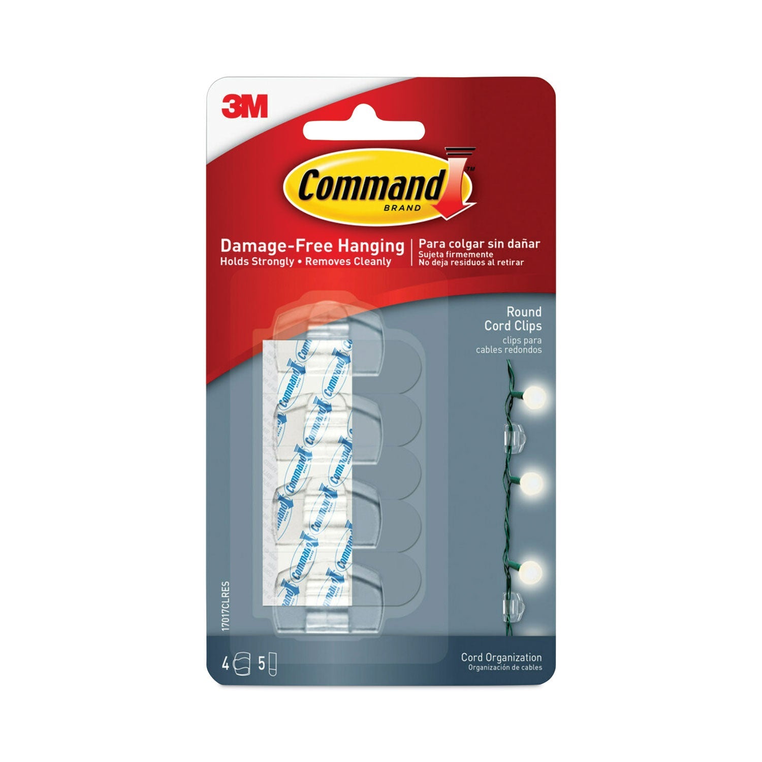 Command Round Cord Clip | Clear 4-Pack