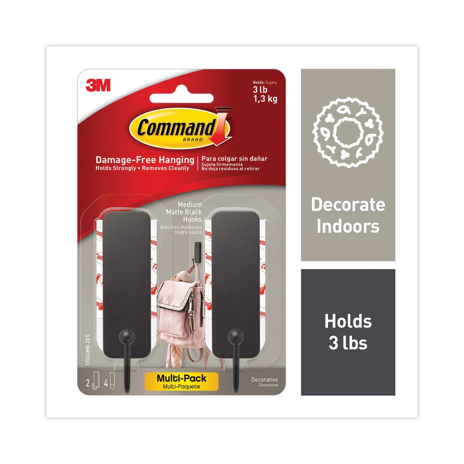 Command Medium Decorative Hooks | Matte Black 2-Pk