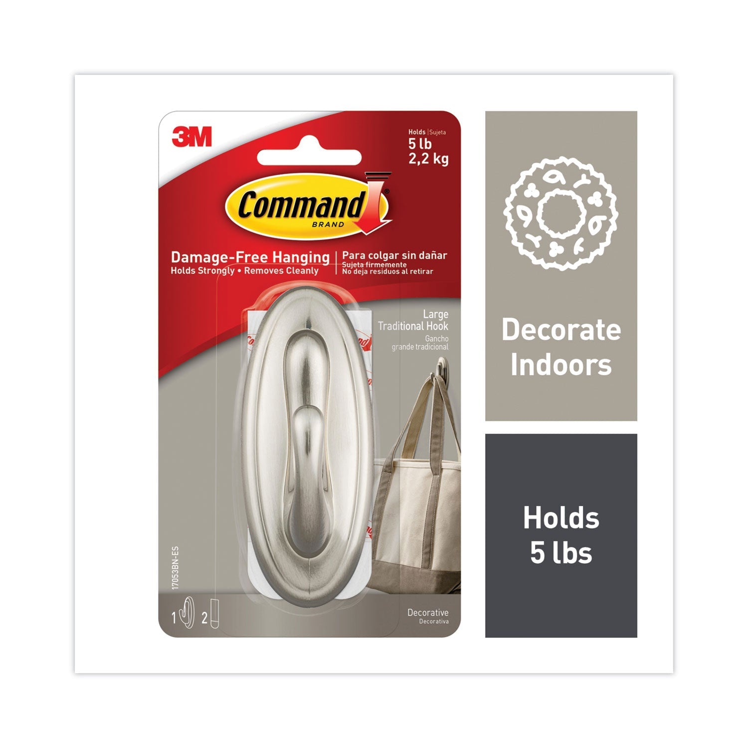 Command Large Decorative Hook | Silver