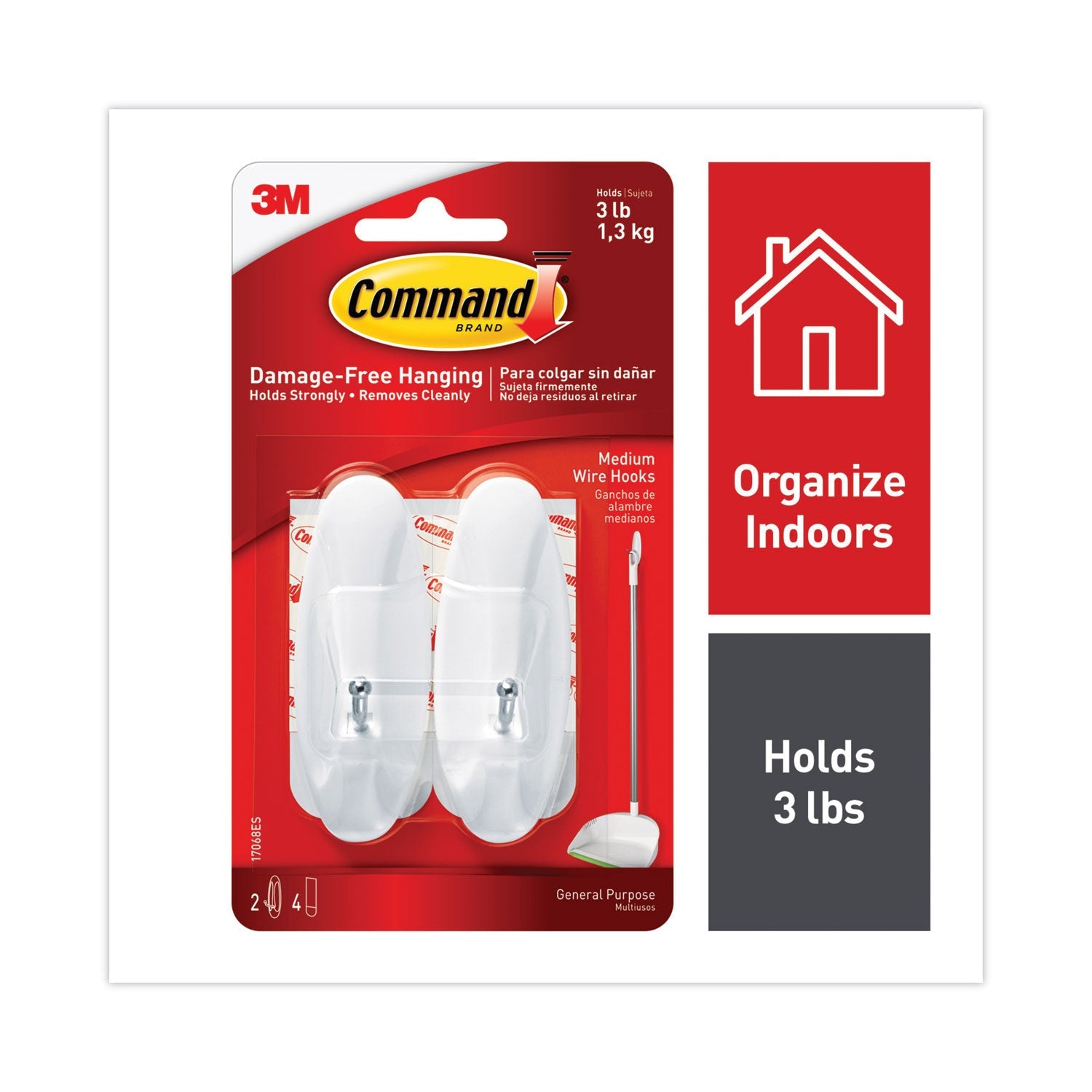 Command Medium Wire Hooks | White 2-Pack