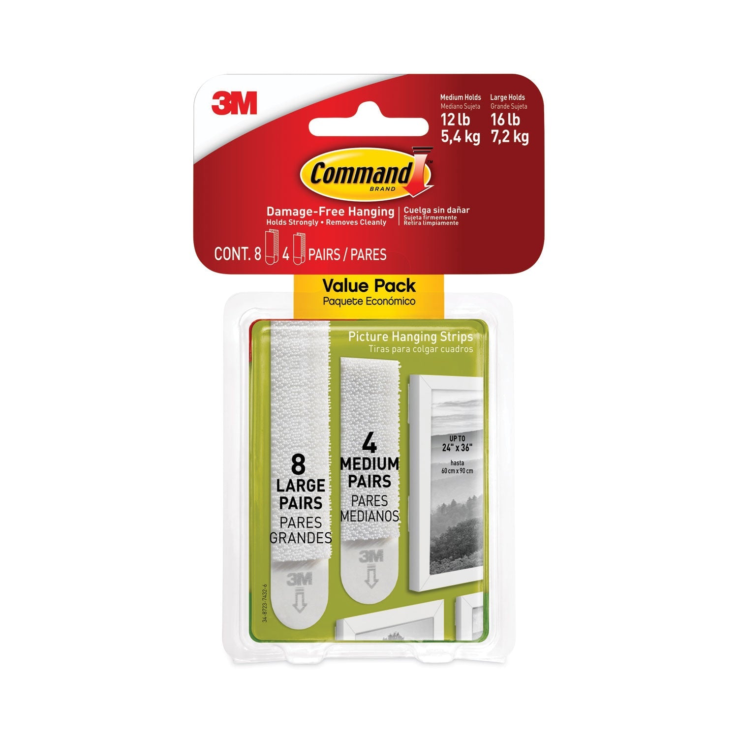 Picture Hanging Strips | Med/Lrg, 12-Pairs, Command