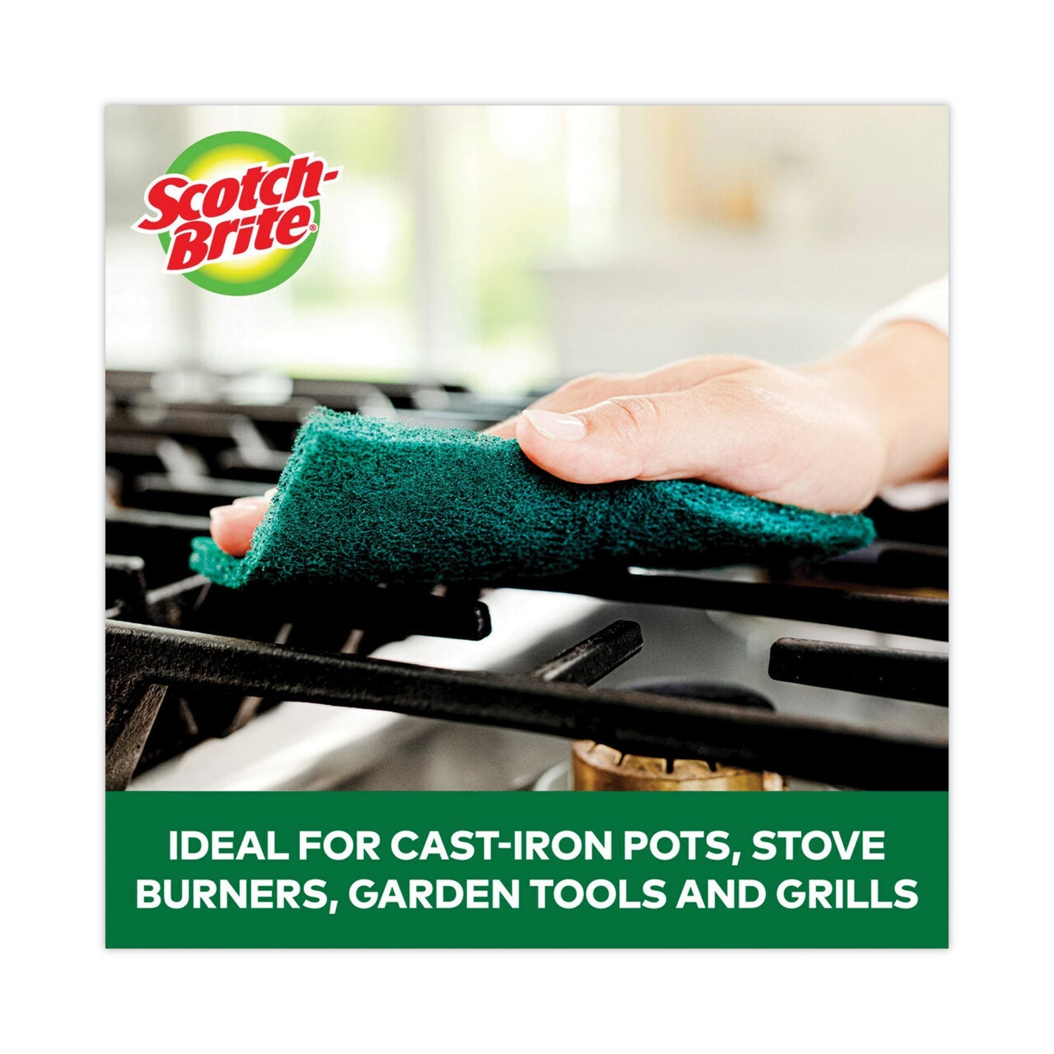 Scotch-Brite® Heavy-Duty Scour Pad, 3.8 X 6, Green, 10/carton