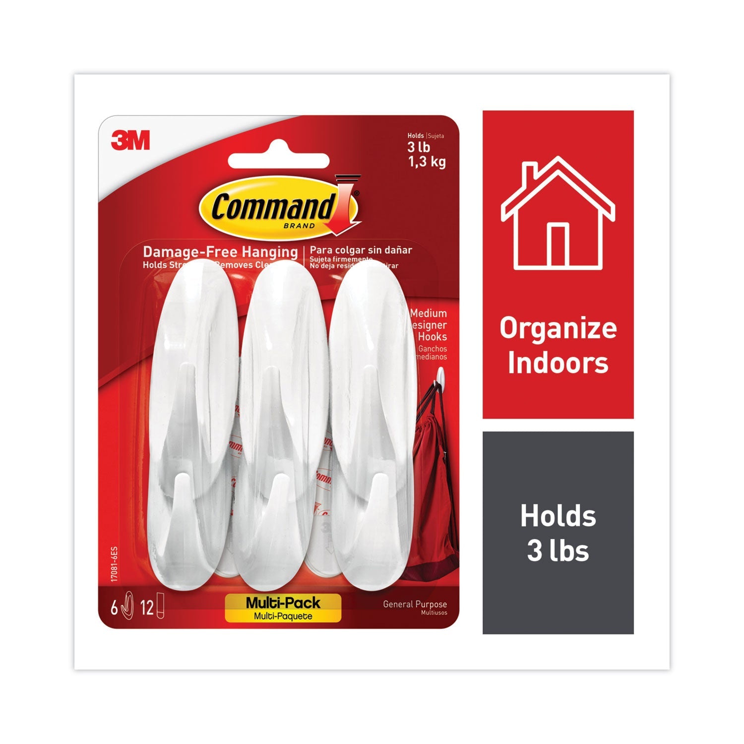 Command Medium Designer Hooks | White 6-Pack