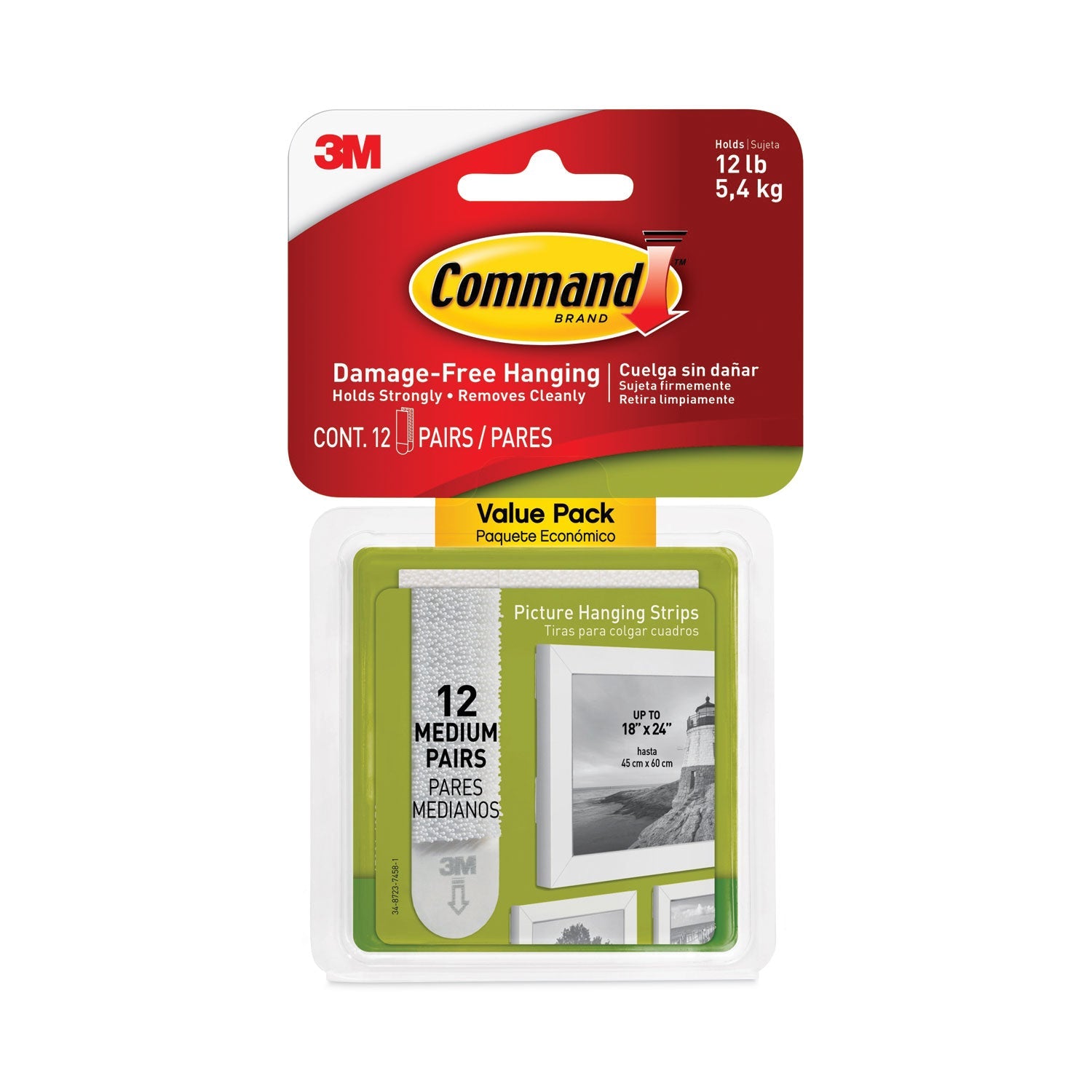 Command Medium Picture Hanging Strips | 12 Pairs