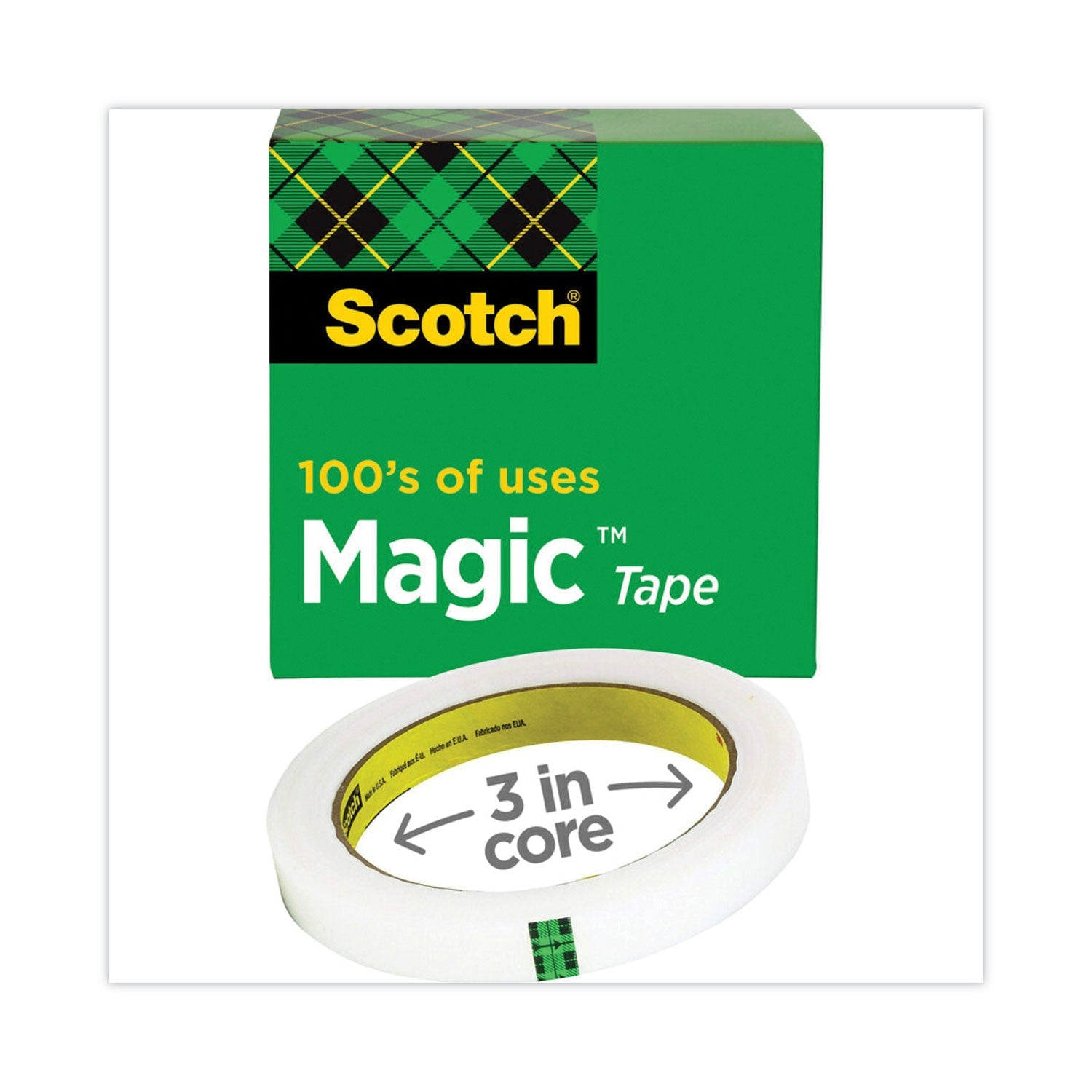Scotch® Magic Office Tape, 3" Core, 0.5" X 72 Yds, Clear
