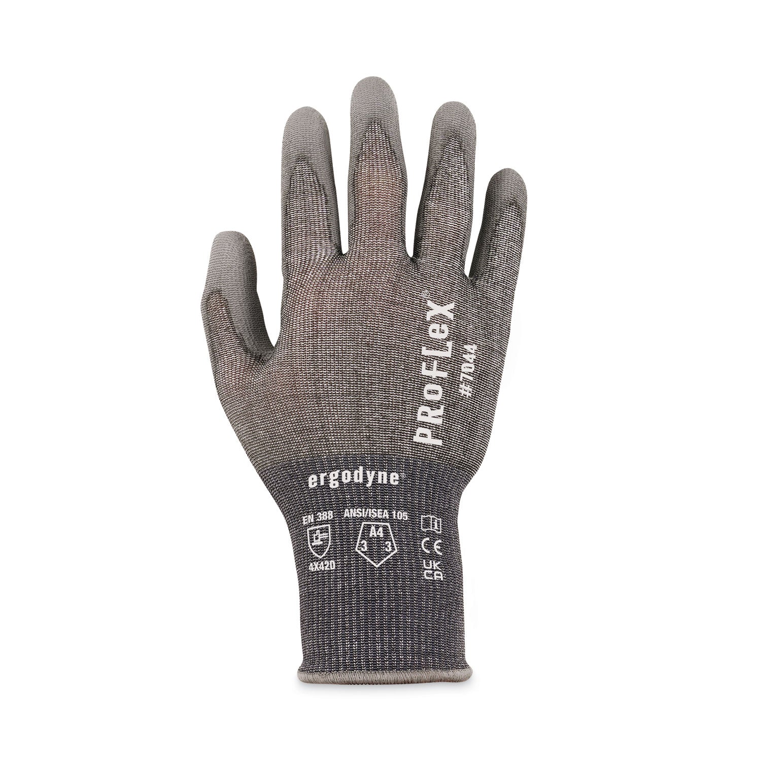 ergodyne® ProFlex 7044 ANSI A4 PU Coated CR Gloves, Gray, X-Large, 12 Pairs/Pack