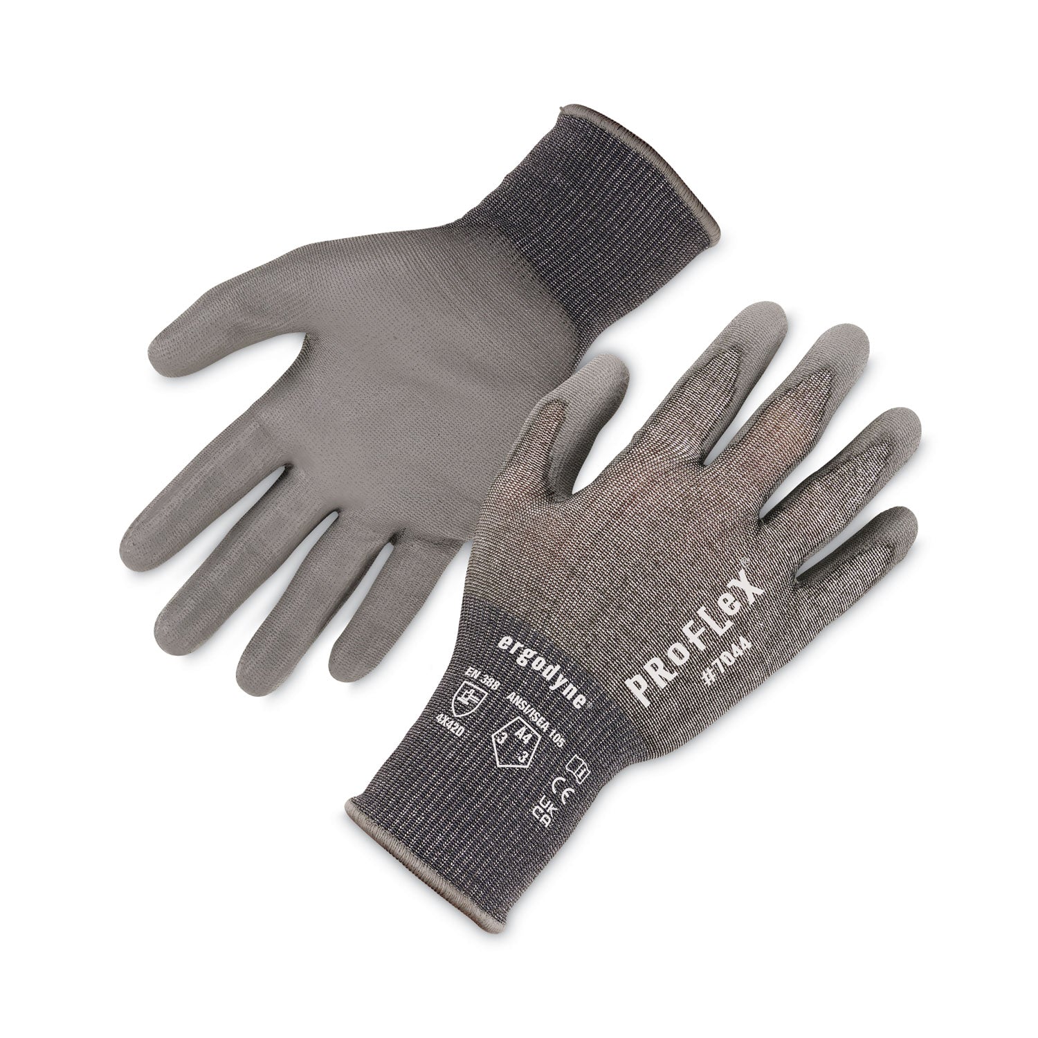 ergodyne® ProFlex 7044 ANSI A4 PU Coated CR Gloves, Gray, Medium, 12 Pairs/Pack