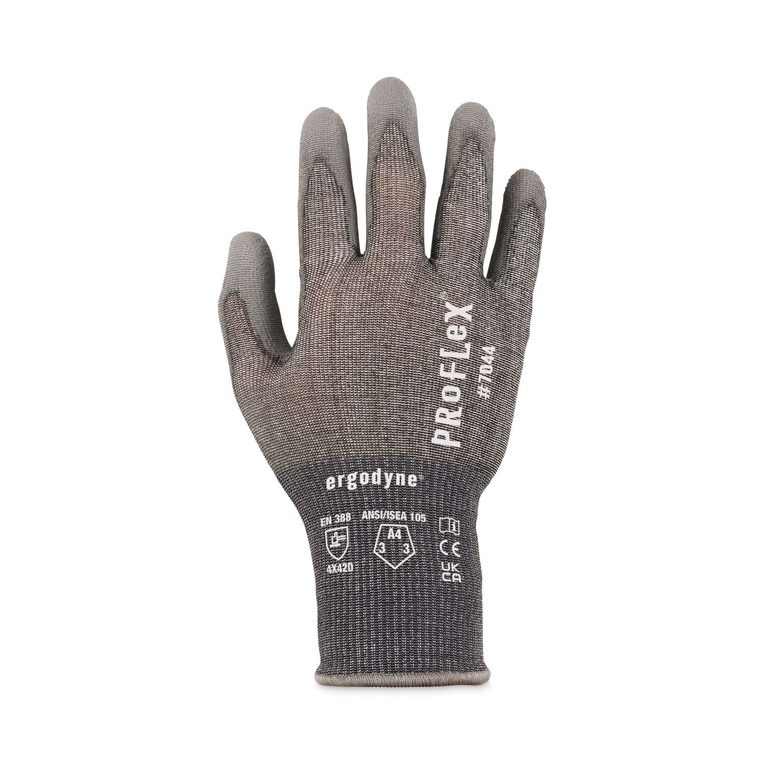 ergodyne® ProFlex 7044 ANSI A4 PU Coated CR Gloves, Gray, Medium, 12 Pairs/Pack