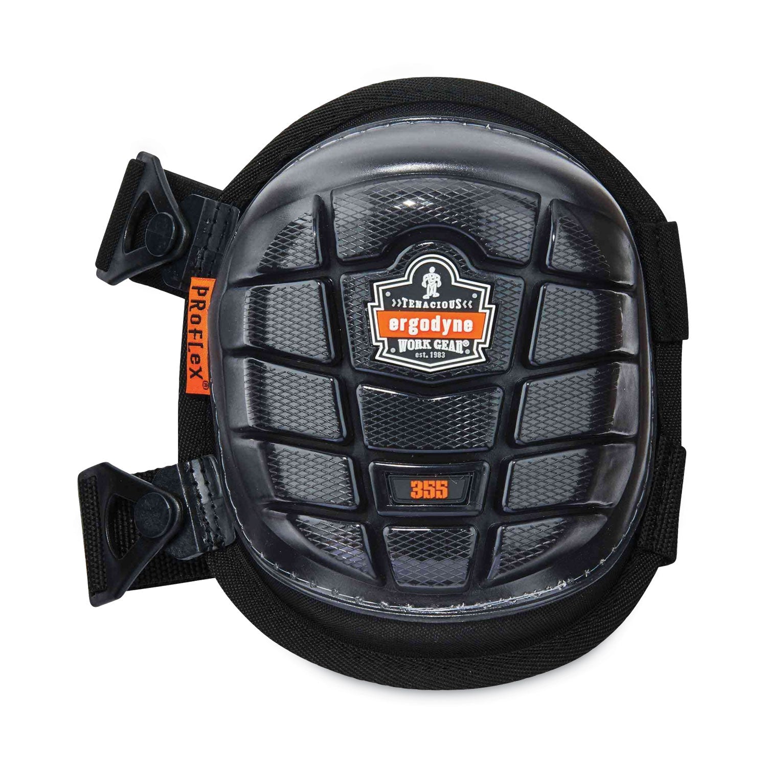 ergodyne® ProFlex 355 Injected Gel Knee Pads, Short Cap, Buckle Closure, One Size Fits Most, Black, Pair
