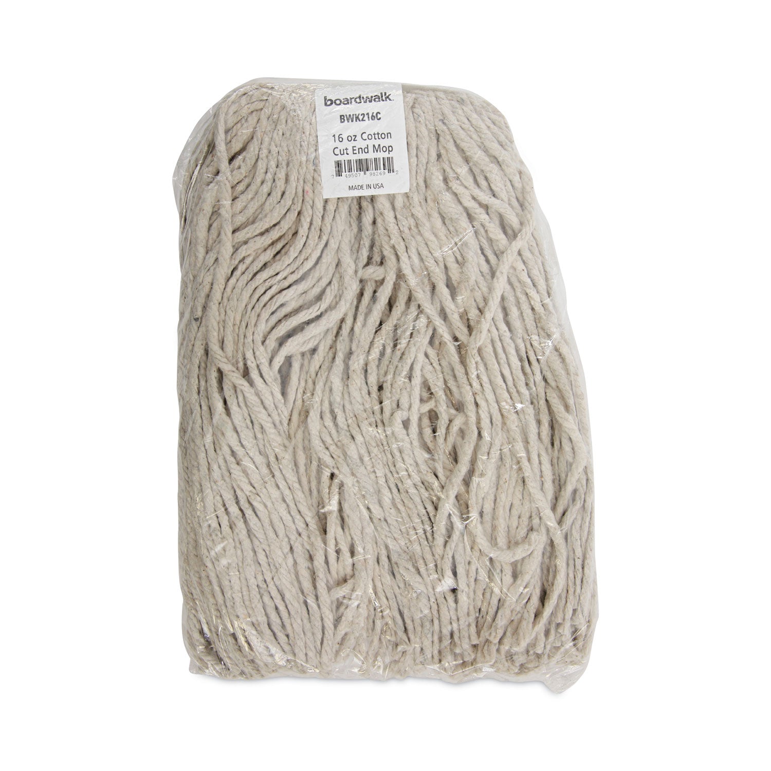 Boardwalk® Premium Cut-End Wet Mop Heads, Cotton, 16oz, White, 12/carton