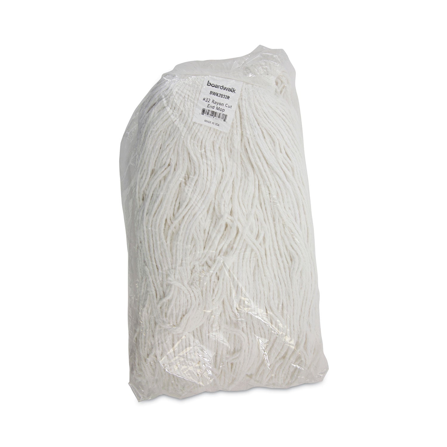 Boardwalk® Cut-End Wet Mop Head, Rayon, No. 32, White