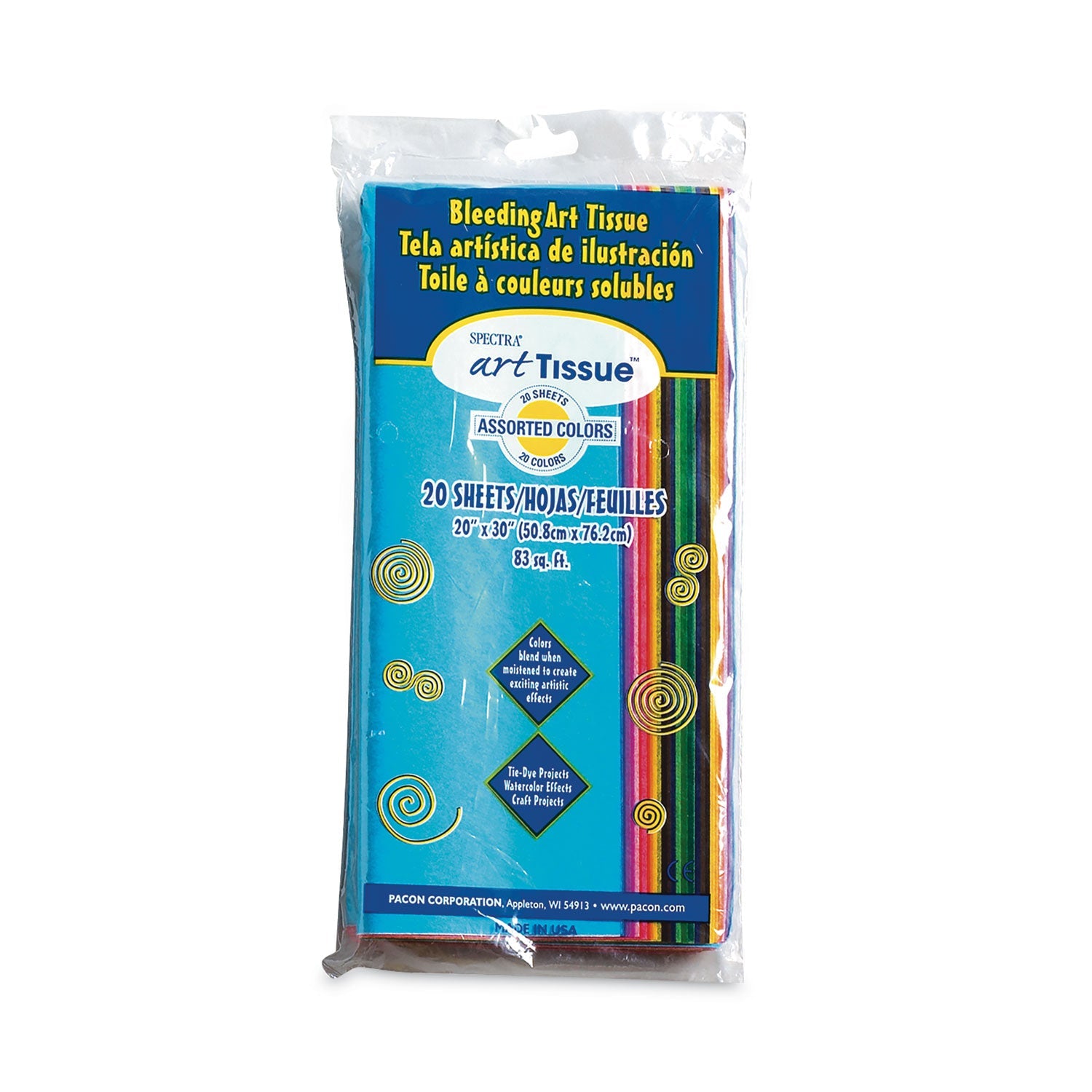 Pacon® Spectra Art Tissue, 23 lb Tissue Weight, 20 x 30, Assorted, 20/Pack