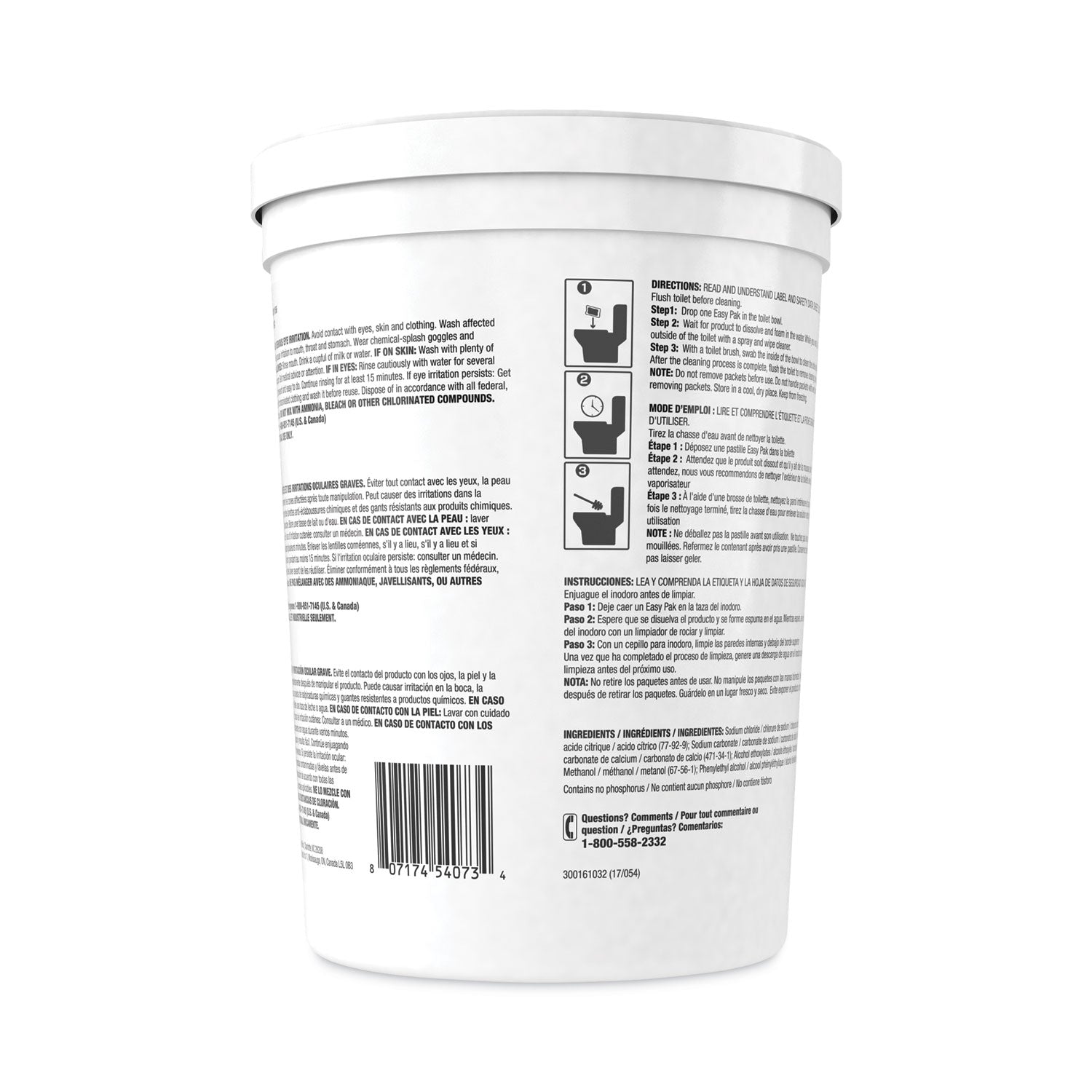 Diversey™ Crew Easy Paks Toilet Bowl Cleaner, Fresh Floral Scent, 0.5 Oz Packet, 90 Packets/tub, 2 Tubs/carton