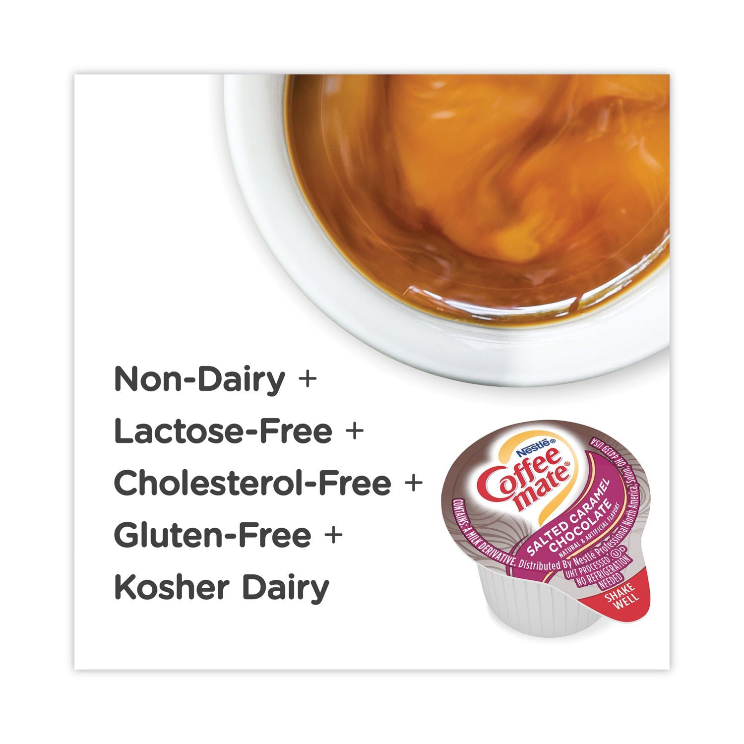 Coffee mate® Liquid Coffee Creamer, Salted Caramel Chocolate, 0.38 Oz Mini Cups, 50/box