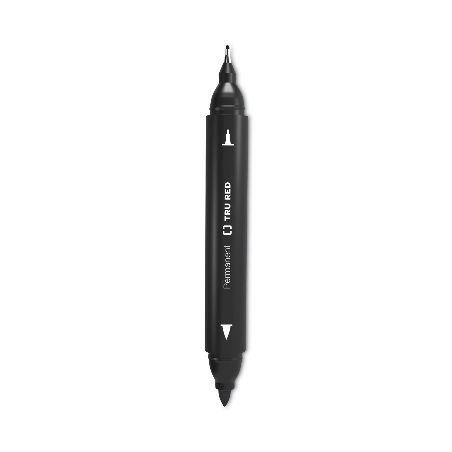TRU RED™ Permanent Marker, Pen-Style Twin-Tip, Extra-Fine/fine Bullet/needle Tips, Black, 4/pack