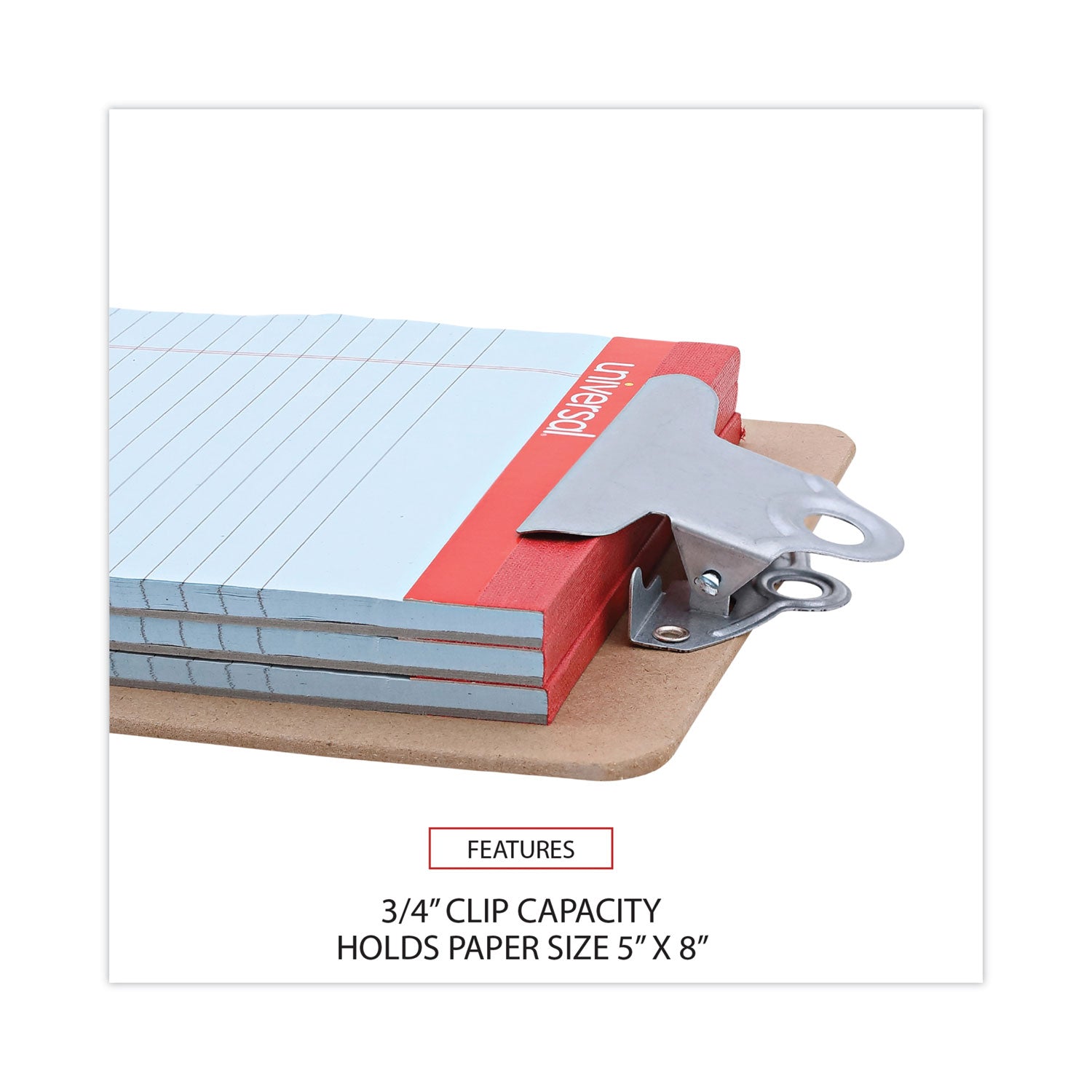 Universal® Hardboard Clipboard, 0.75" Clip Capacity, Holds 5 x 8 Sheets, Brown, 3/Pack