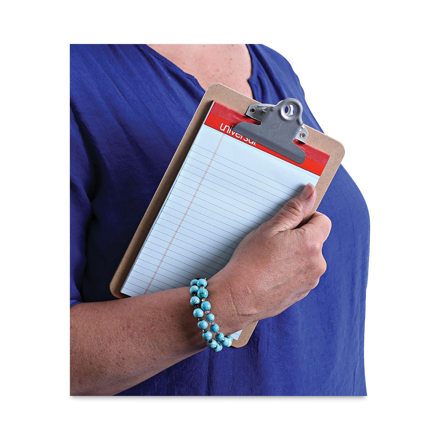 Universal® Hardboard Clipboard, 0.75" Clip Capacity, Holds 5 x 8 Sheets, Brown, 3/Pack
